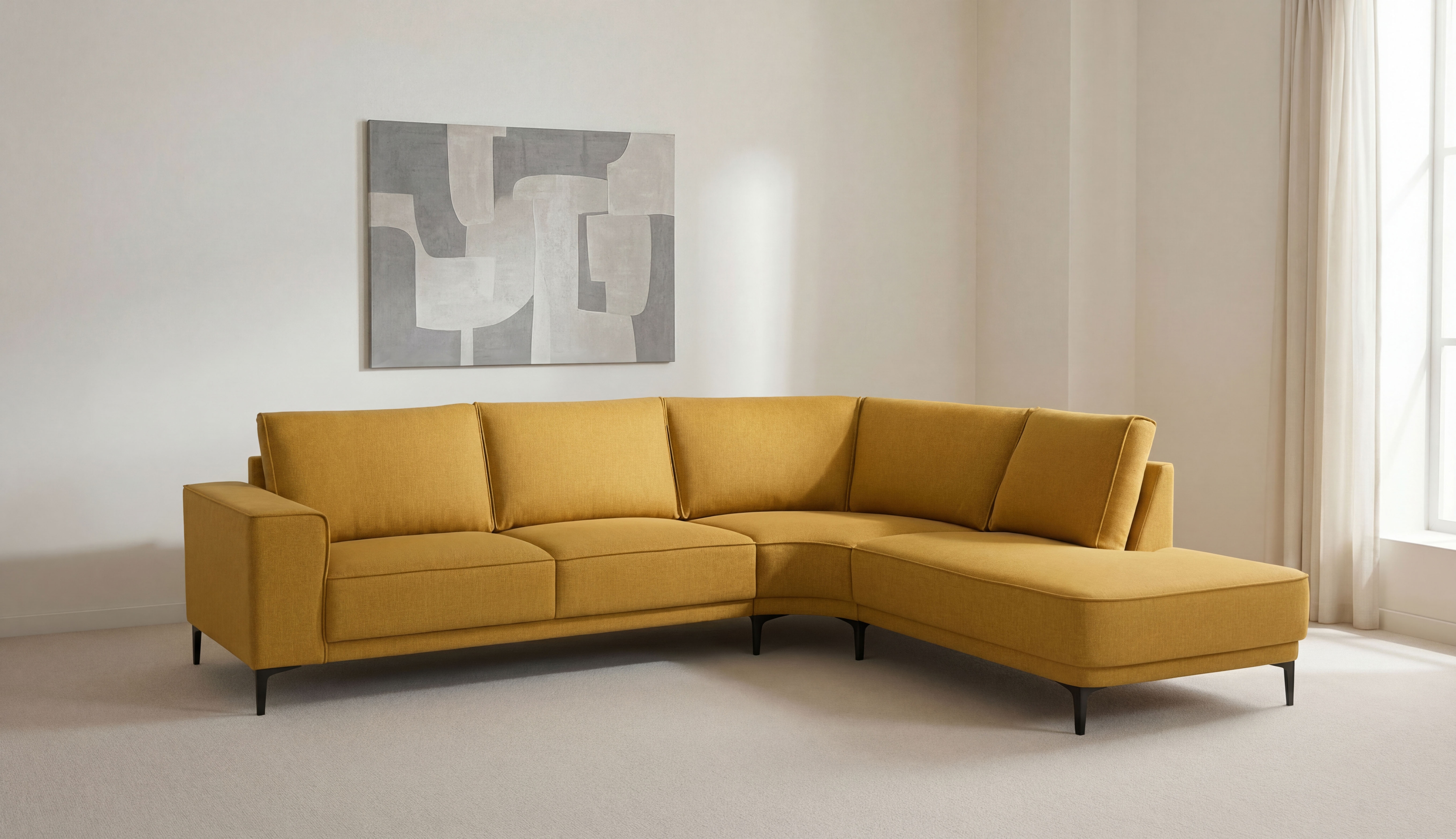 OTTO home Ecksofa "Casina" mit abgerundeter Ottomane, in einem weichen Chenille-Stoff
