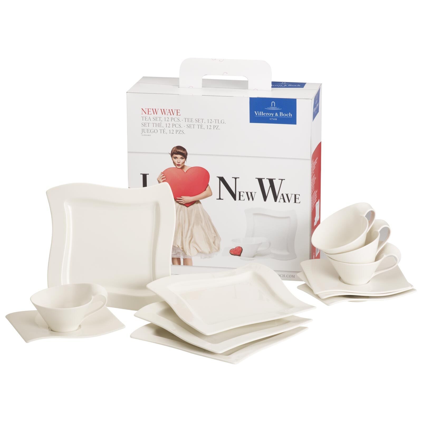Villeroy & Boch Geschirr-Set »Teeservice NewWave 12er Set weiß« Spülmaschinengeeignet, Mikrowellengeeignet