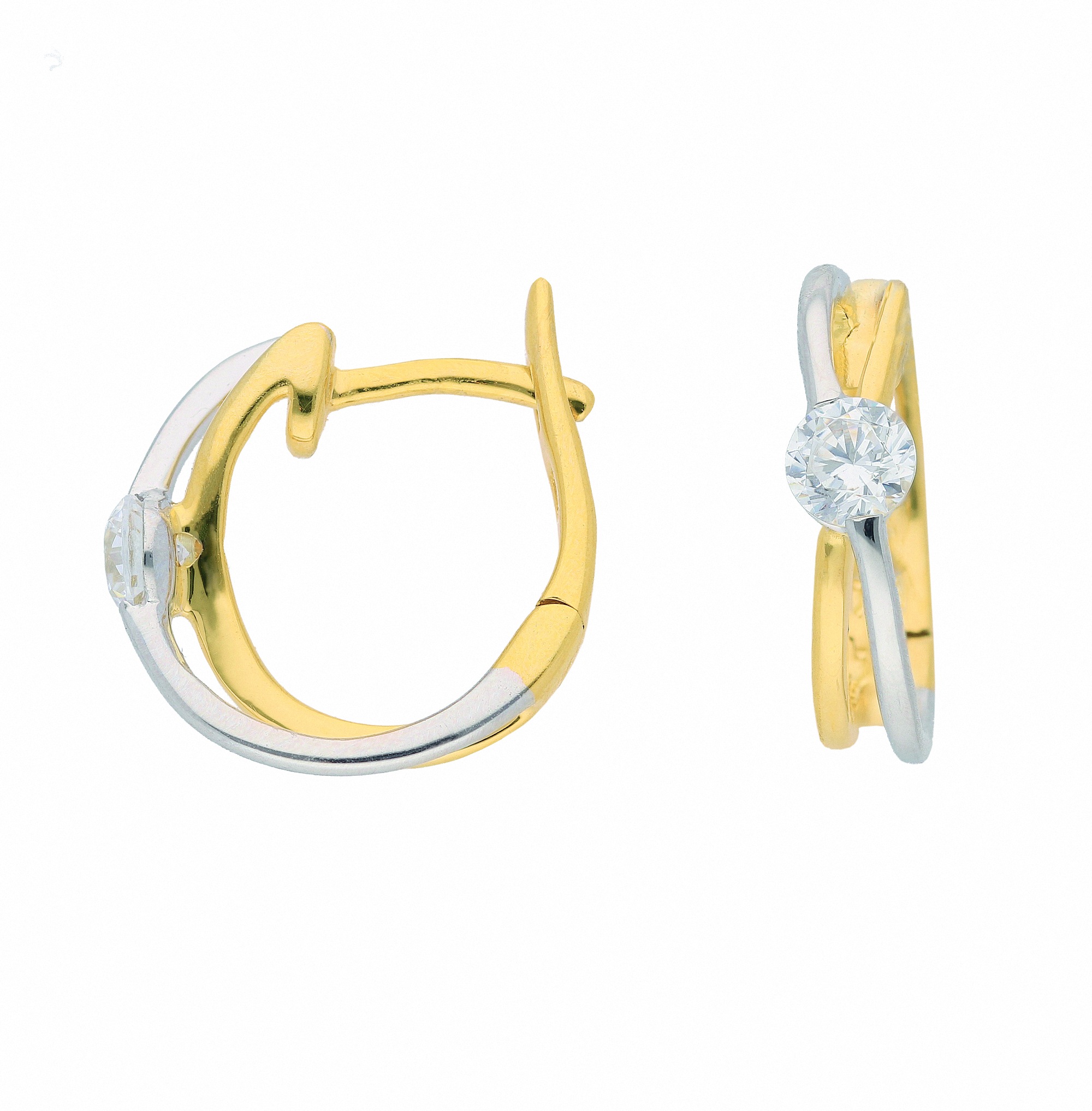 Paar Creolen »Damen Goldschmuck 1 Paar Ohrringe / Creolen mit Zirkonia«, mit Zirkonia...