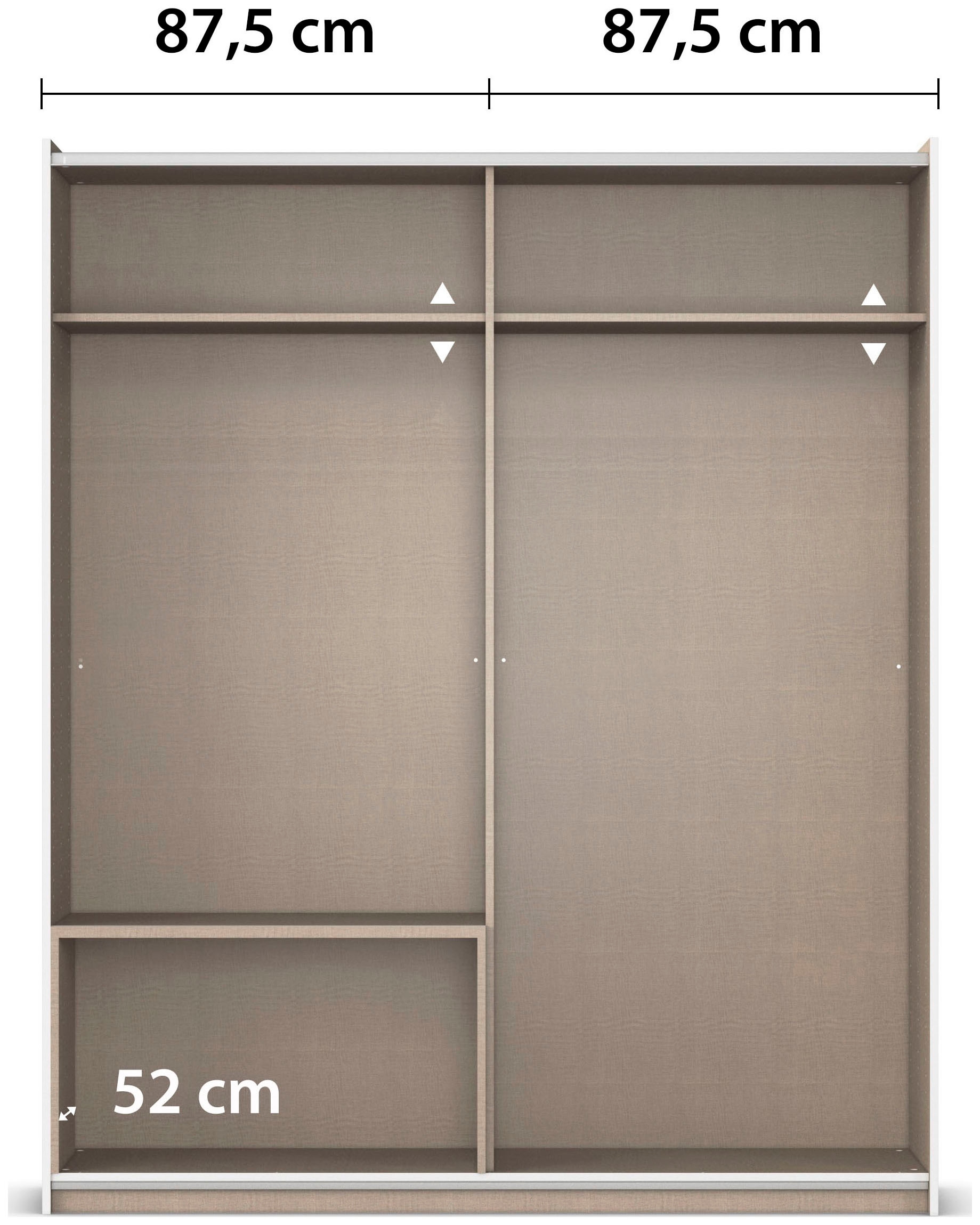 rauch Schwebetürenschrank »Kleiderschrank Schrank Garderobe Wäscheschrank SEVILLA mit Spiegel«, (in 3 verschiedenen Ausstattungen BASIC/CLASSIC/PREMIUM), Metall-Griffleisten alufarben oder Graumetallic MADE IN GERMANY