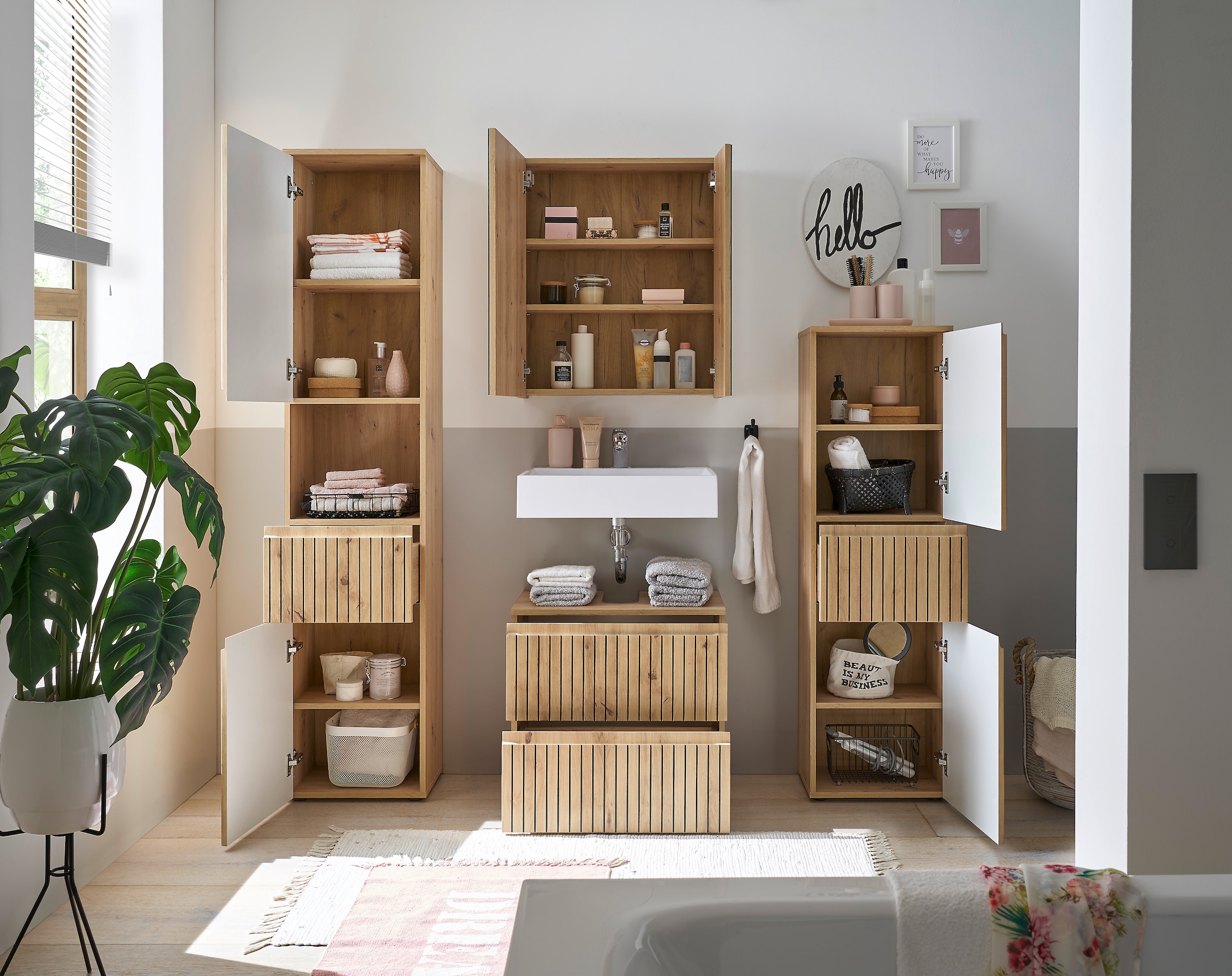 BASIC by Balculina Badmöbel-Set »Austin«, (4 St.), Gesamtbreite 200 cm, 4-tlg., Soft-Close-Funktion
