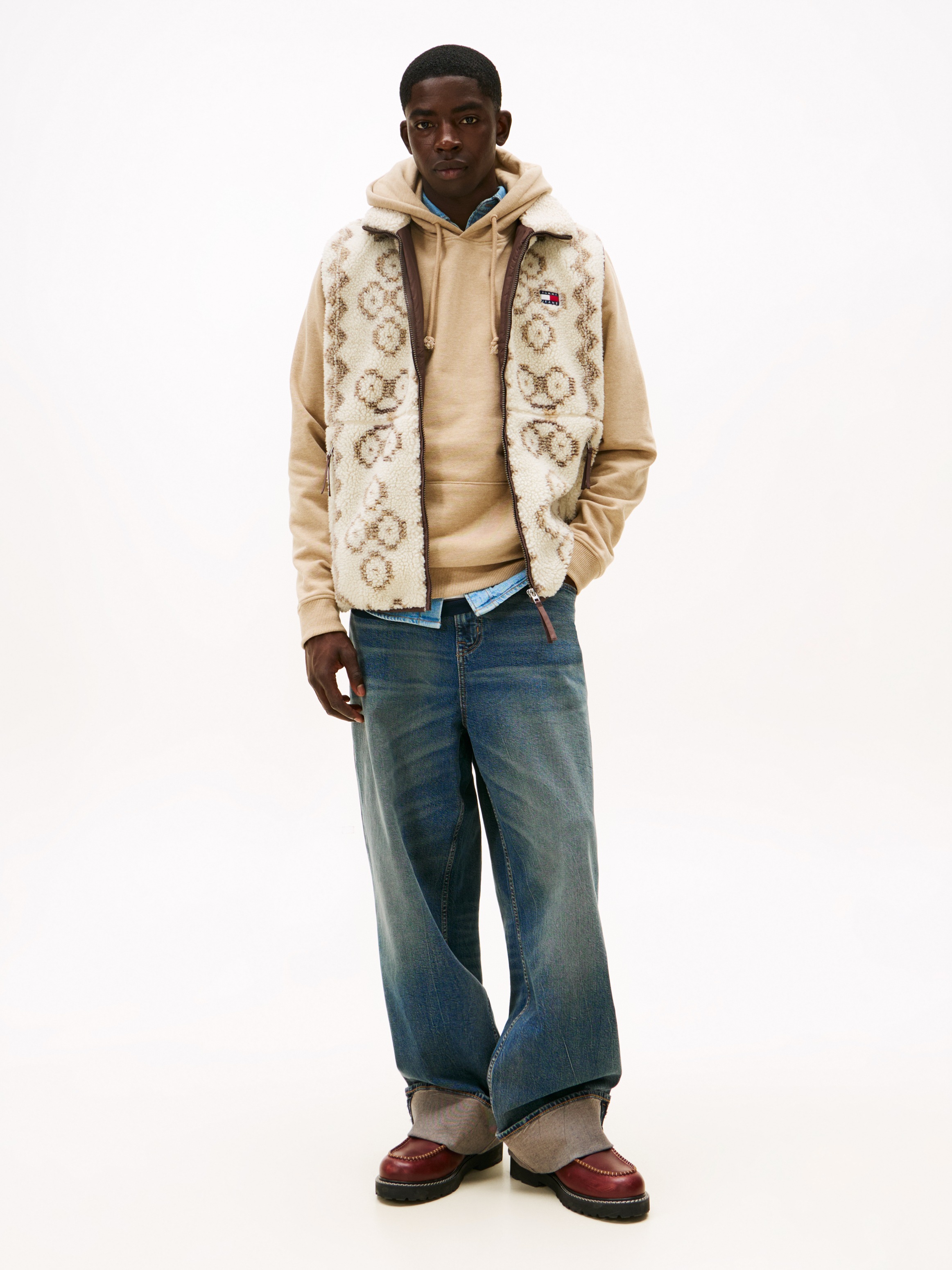 Thumbnail - Tommy Jeans Fleeceweste "TJM TEDDY AOP" Stehkragen, normale Passform