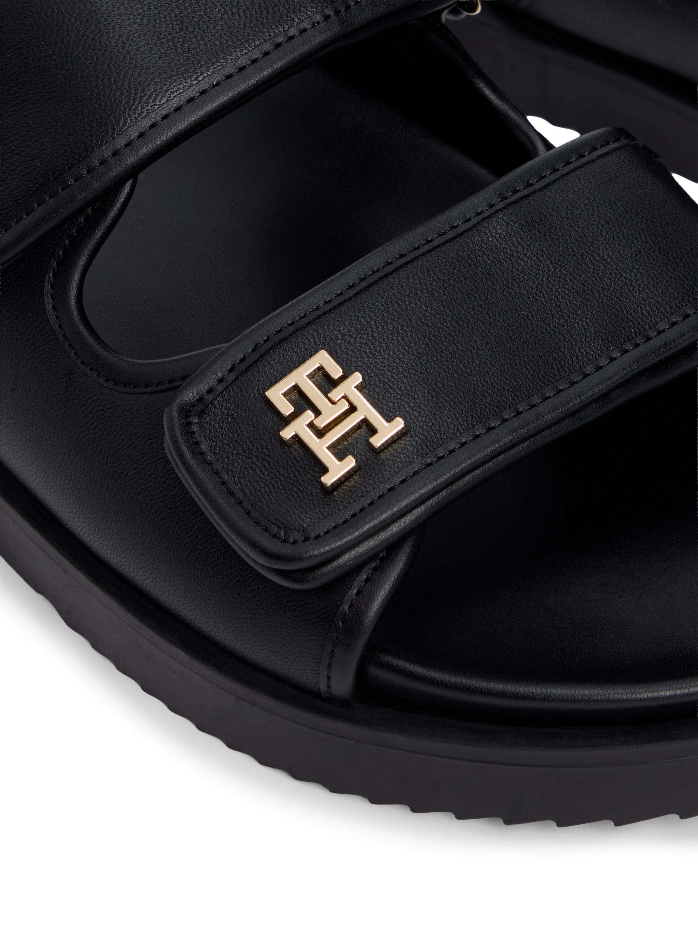 Tommy Hilfiger Pantolette "DOUBLE STRAP LEATHER SANDAL" Plateau, Sommerschu günstig online kaufen
