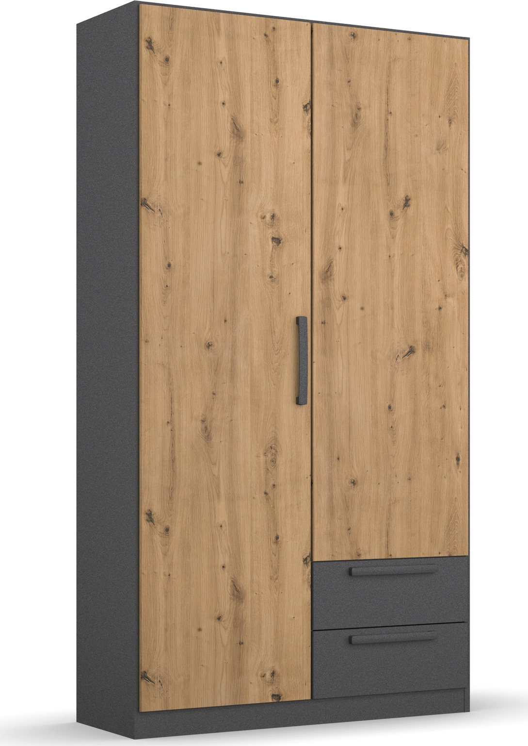 rauch Drehtürenschrank "StyleUp", Typ Dark & Wood mit trendigen farblich abgesetzten Griffen