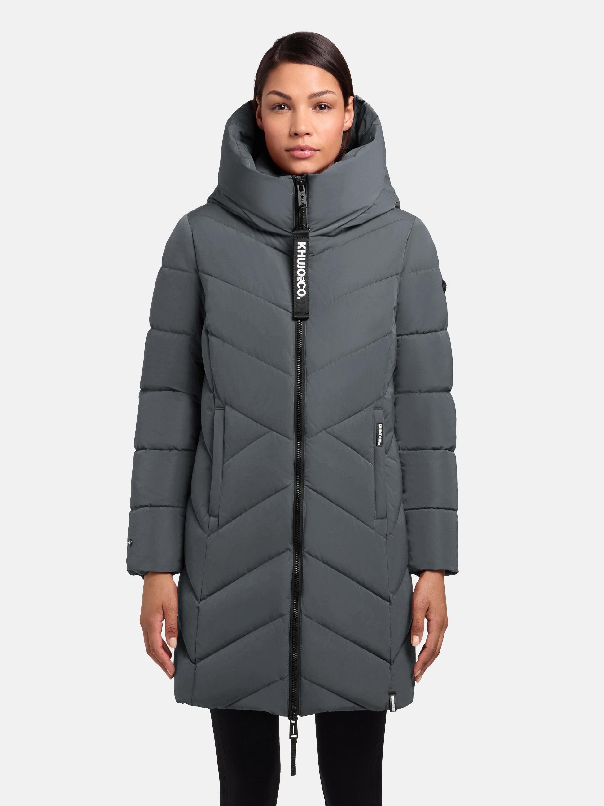 KHUJO Damen Wintermantel "Darka2-YM", grün, Basic, Gr. L, Obermaterial: 100% Polyester, Innenfutter: 100% Nylon, Wattierung: 100% Polyester, Mäntel,