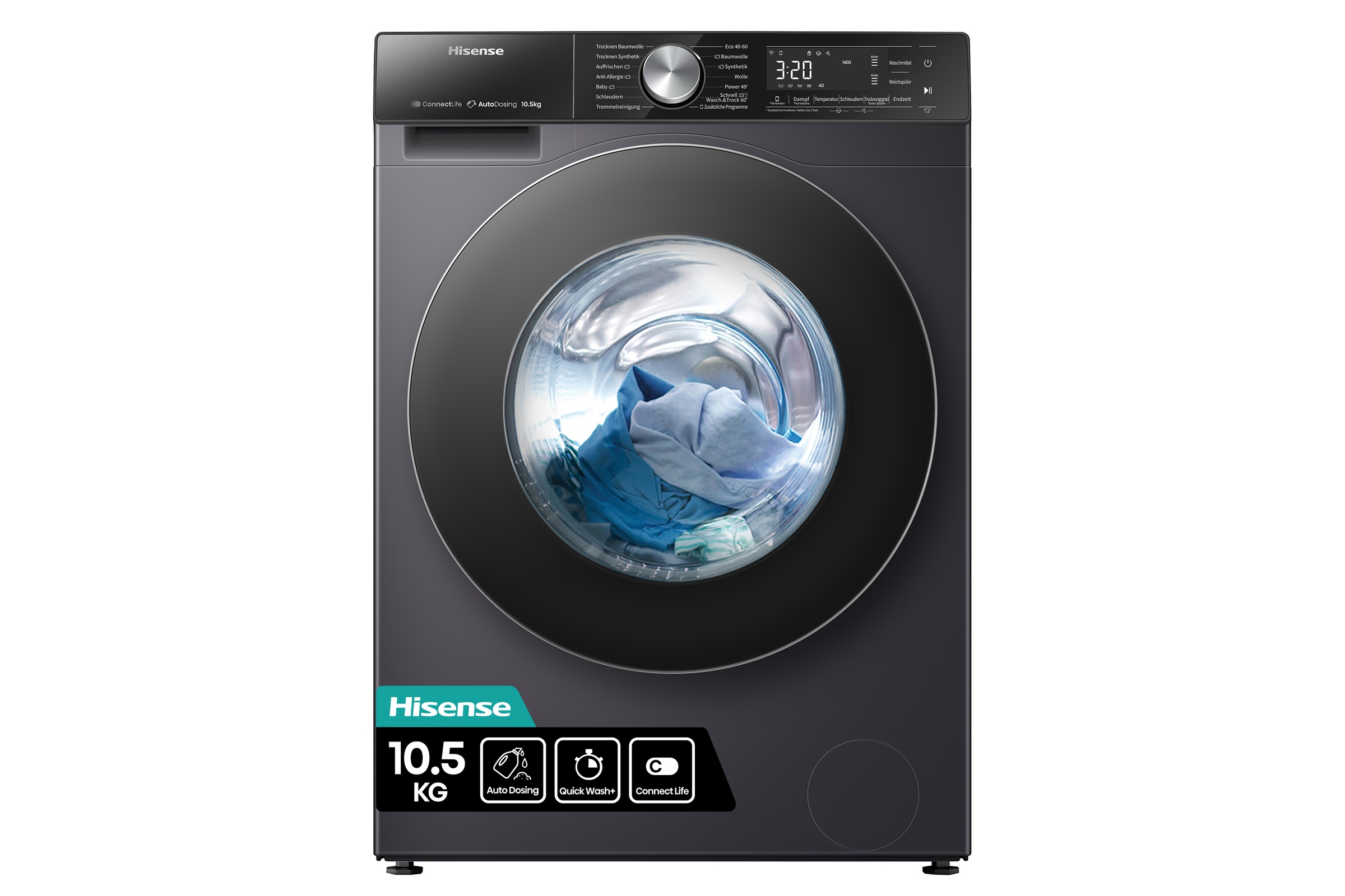 Hisense Waschmaschine "WF5S1045BB" 10,5 kg 1400 U/min AutoDosing günstig online kaufen