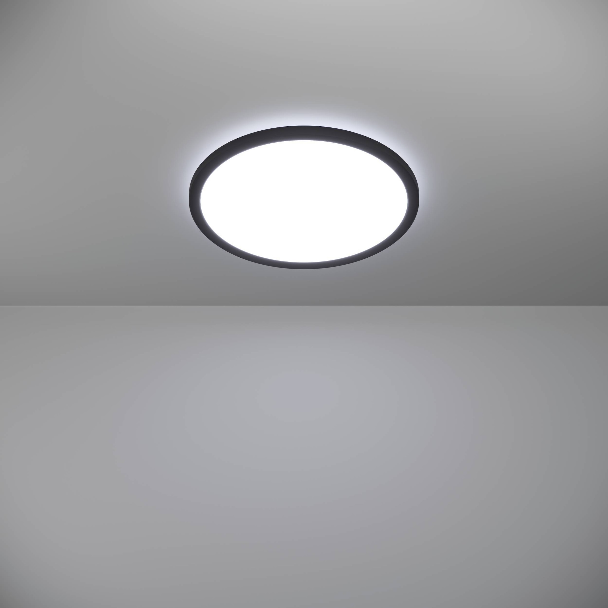 EGLO Deckenleuchte »Rovito-R Deckenlampe, Deckenbeleuchtung, Badlampe, Kunststoff, IP44« LED-Modul 1 Stk. Kaltweiß | Neutralweiß | Warmweiß Wand-/Deckenleuchte - H3 x Ø38,9 cm - schwarz - 18,5W inkl.