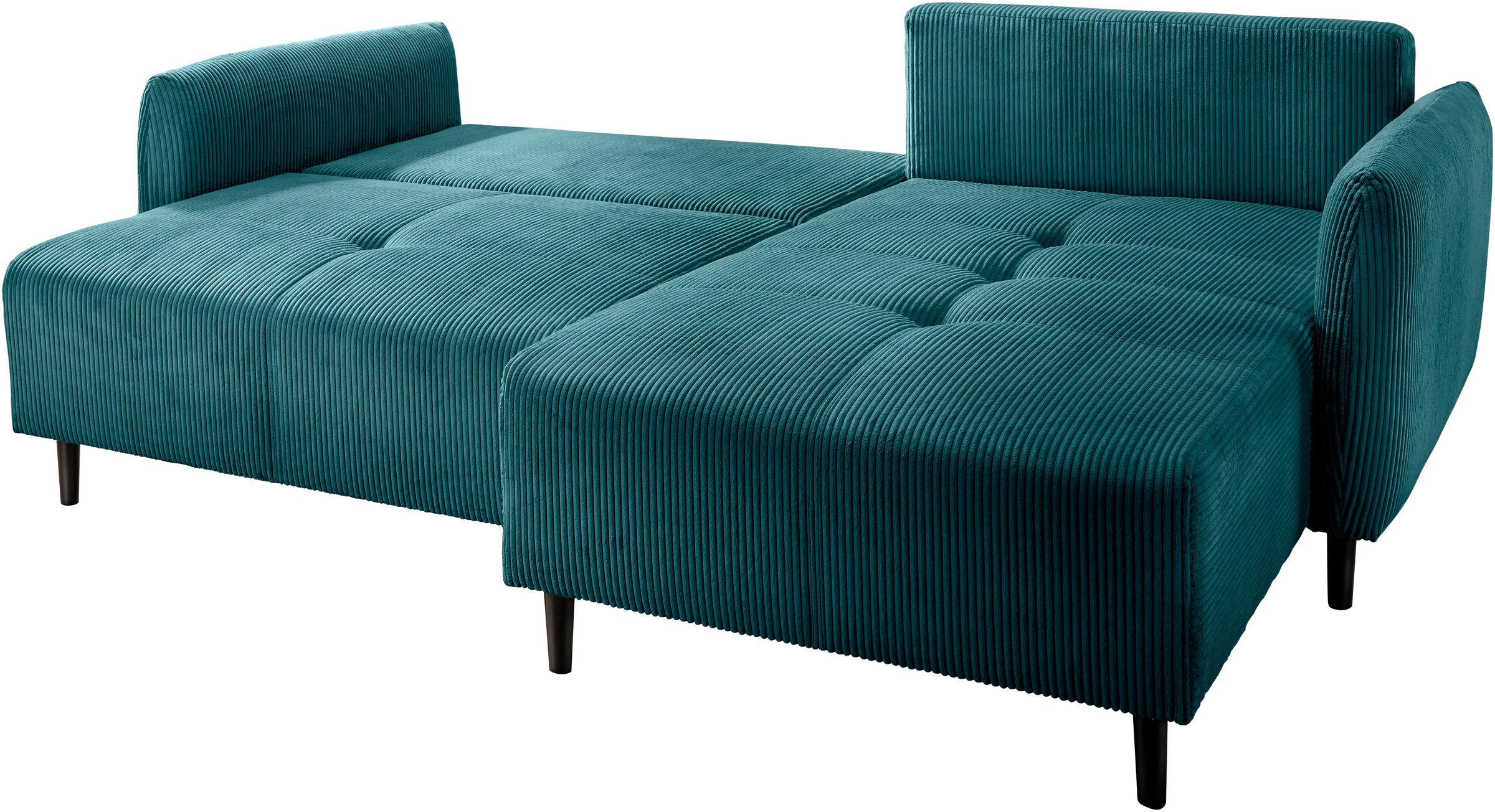INOSIGN Ecksofa »Mara, aktueller Cord Bezug, wahlweise mit Bett und Bettkasten«, mit schmalen Armlehnen, Recamiere links und rechts montierbar, L-Form