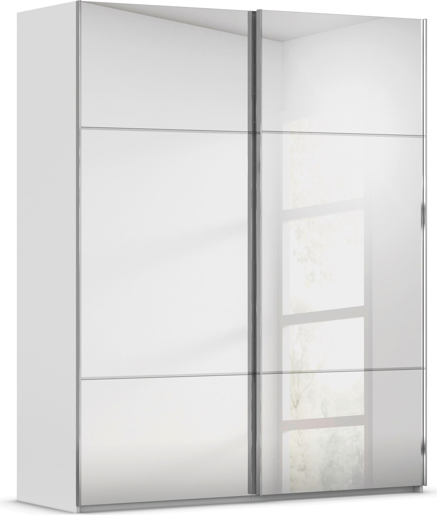 rauch Schwebetürenschrank "Kleiderschrank Schrank Garderobe Schlafzimmerschrank SCALE-TRIO" edle dreigeteilte Front mit 2 Zierleisten Spiegelfront MADE IN GERMANY