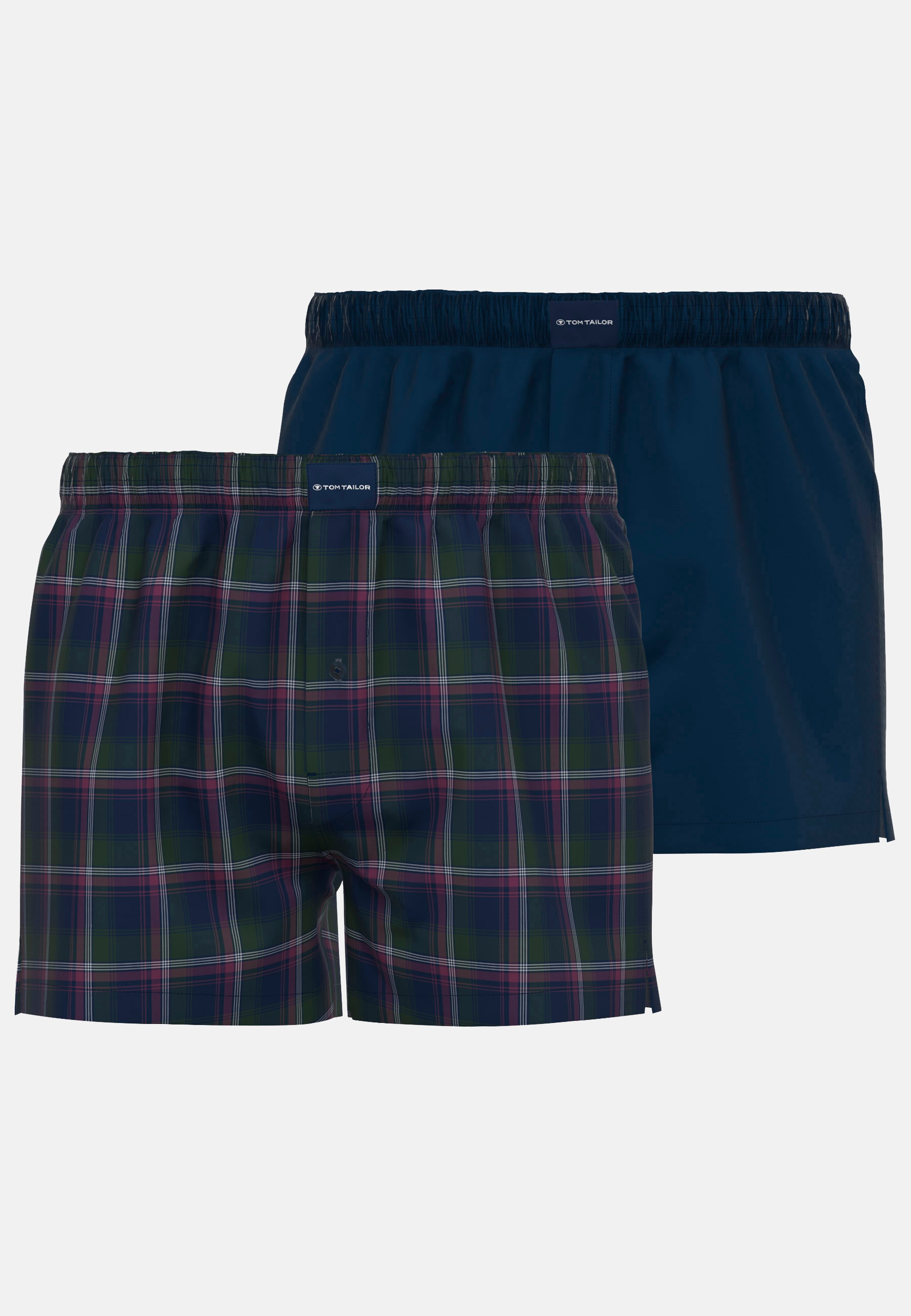 TOM TAILOR Boxershorts "Milos" bequem, leicht, Logopatch, basic, kariert, Baumwolle