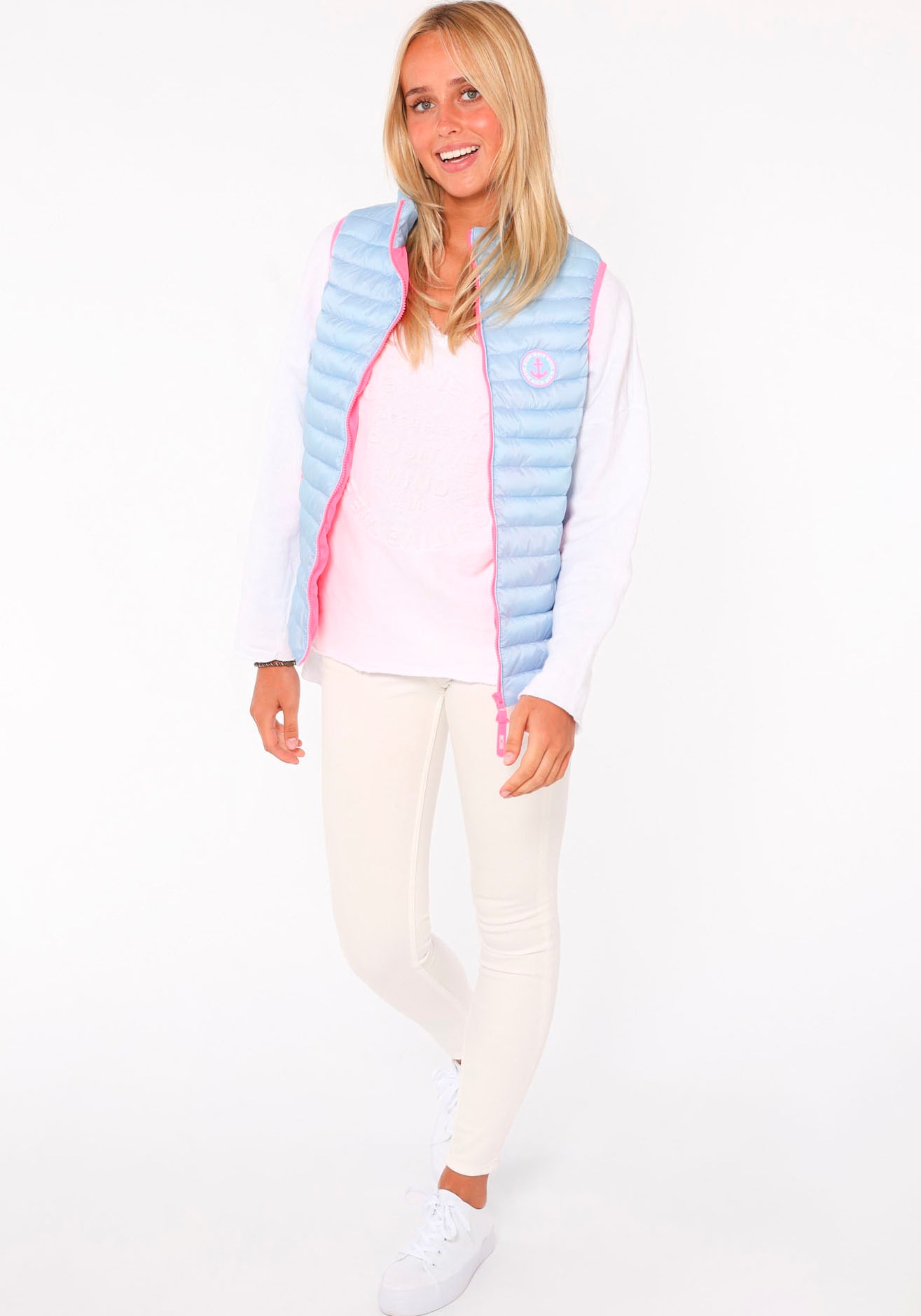 Thumbnail - Zwillingsherz Steppweste ""Moin"" Kontrastdetails, modisch, Stehkragen, Reißverschluss, Taschen