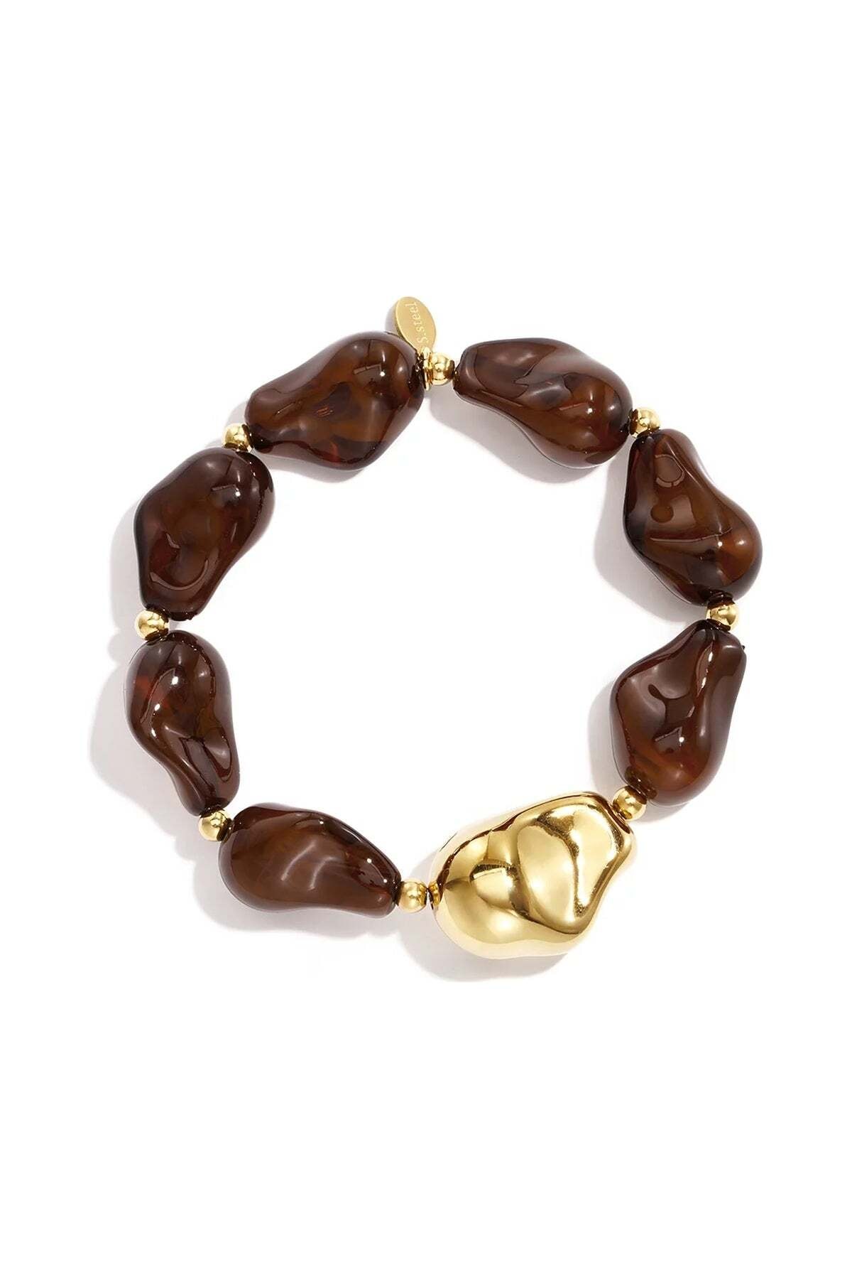 Adelia´s Perlenarmband »Armband mit Acrylperlen und Edelstahl-Details, 17 cm« Stylischer Modeschmuck mit glänzenden, unregelmäßigen Perlen