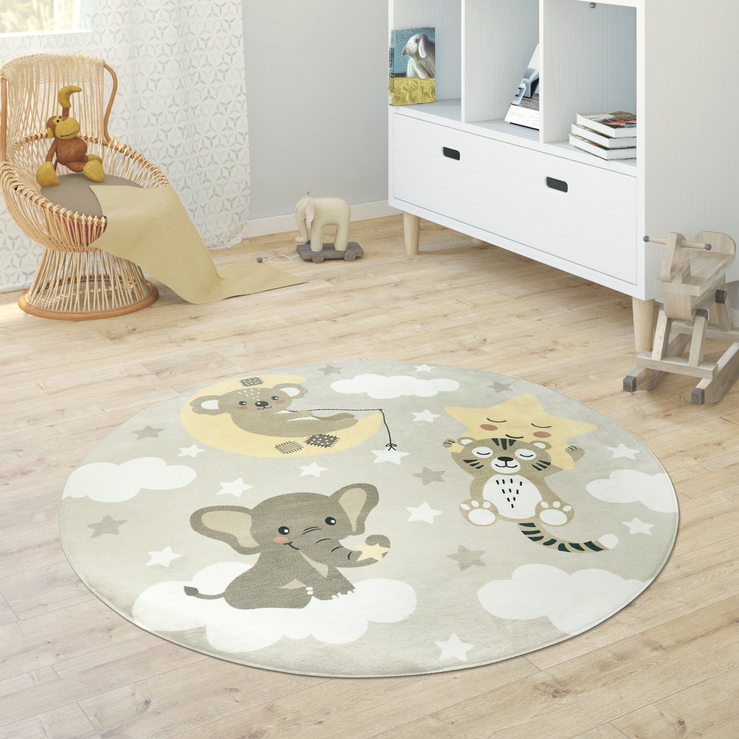 Paco Home Kinderteppich »Chicos 551«, rund, Flachgewebe, niedliches Kinder Design, Motiv Tiere, Kinderzimmer