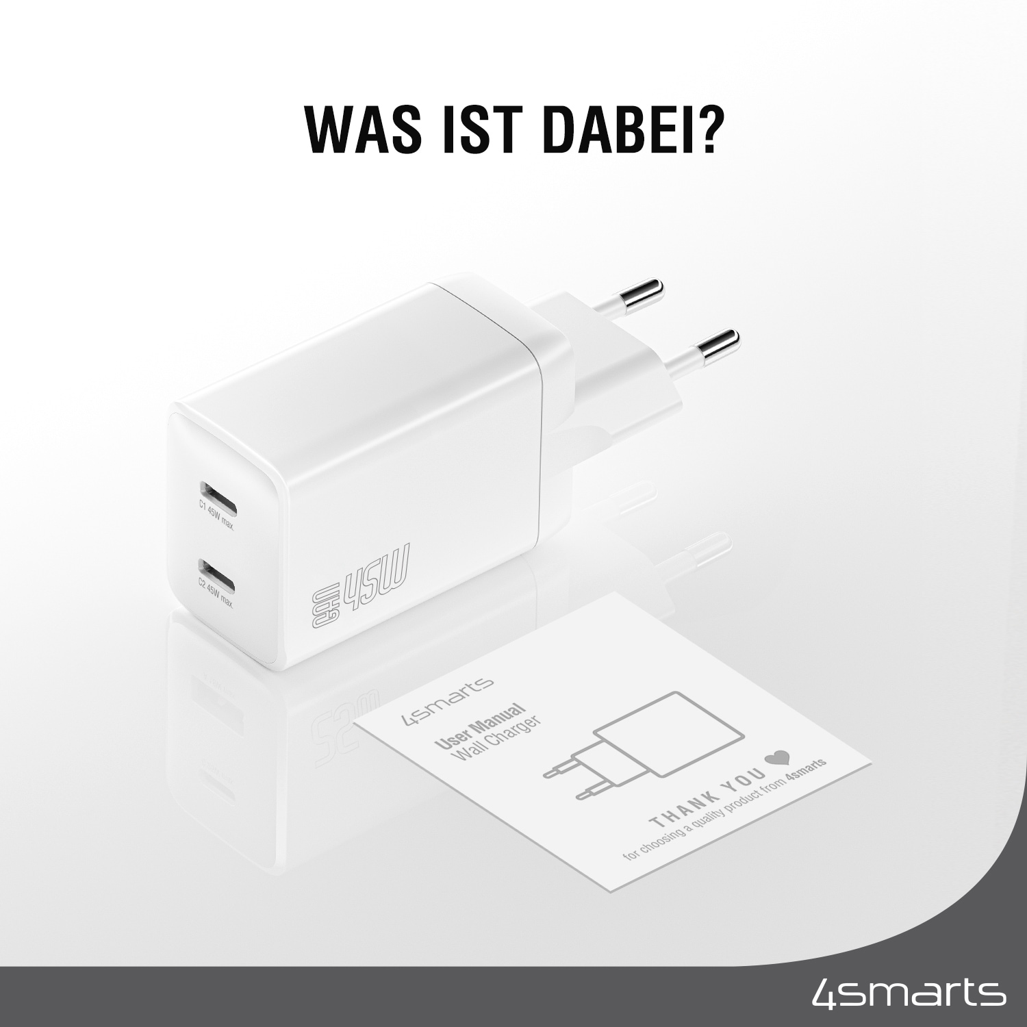 4smarts USB-Ladegerät »Ladegerät PDPlug Dual 45W GaN 2xUSB-C«
