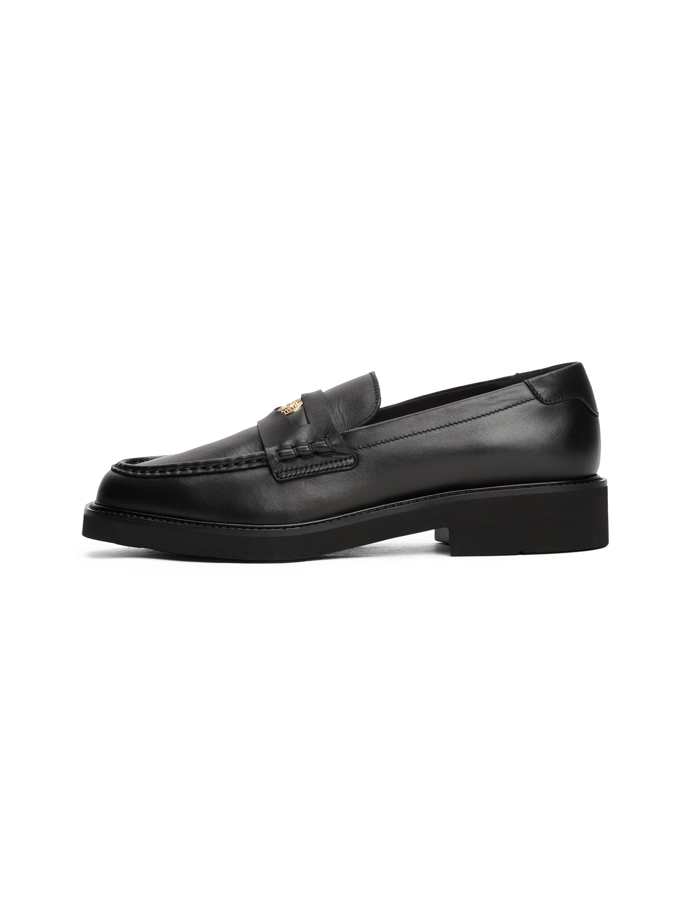 Tommy Hilfiger Loafer »CREST SQUARISH TOE PENNY LOAFER«, Blockabsatz, Slipper, Businessschuh mit Schmuckelement