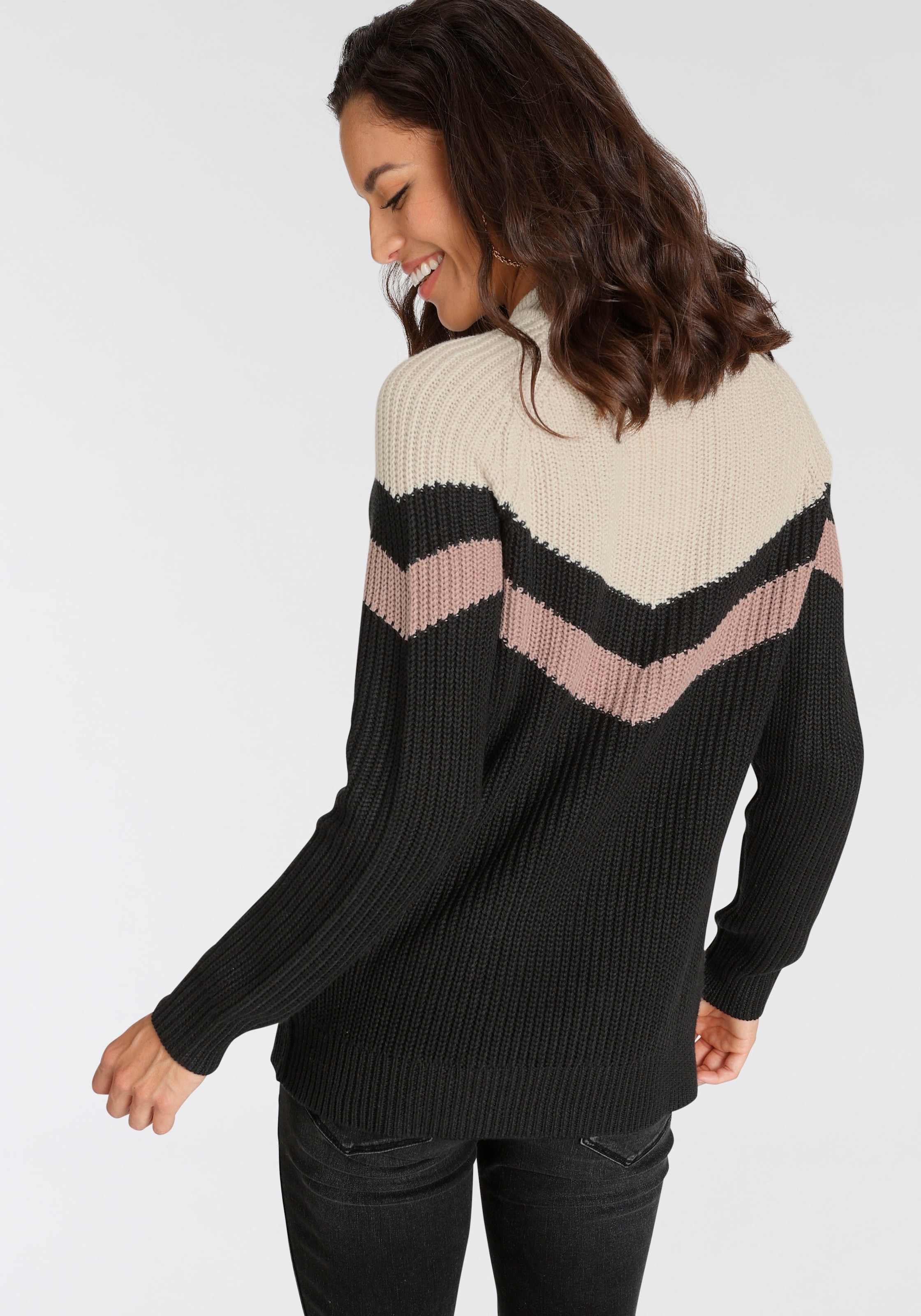 Laura Scott Strickpullover mit mehrfarbigen Streifendesign günstig online kaufen