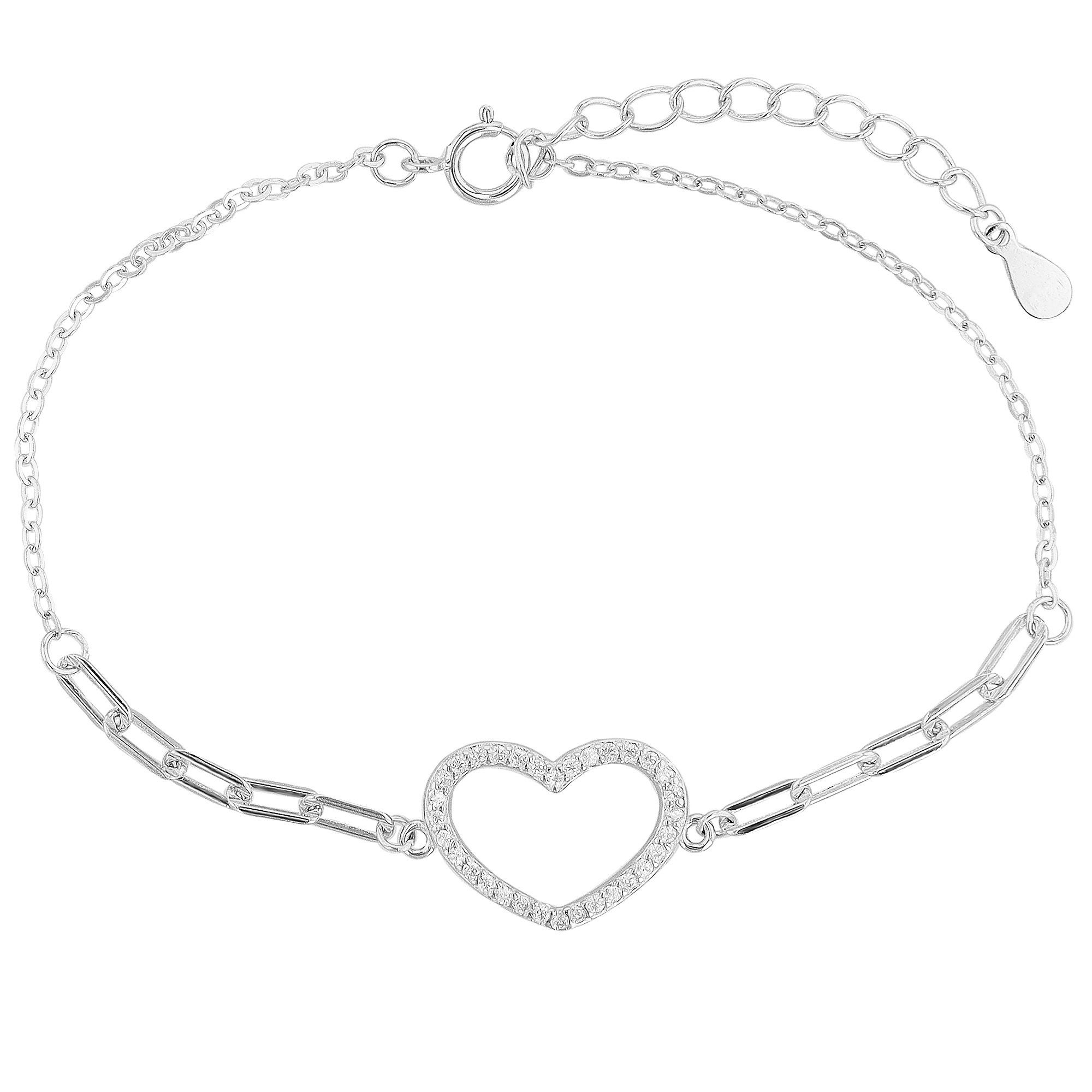 Adelia´s Armband »Damen Armband Herz aus 925 Silber mit Zirkonia 17+3 cm«