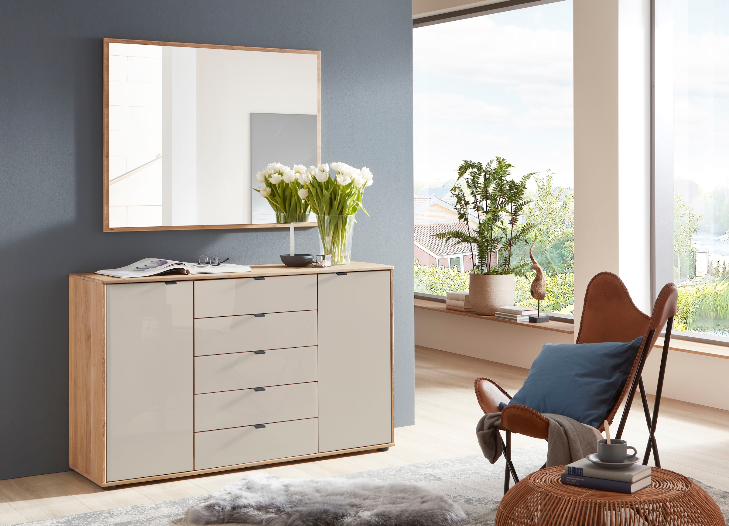 WIEMANN Kombikommode »Cardiff Sideboard, Wäscheschrank, teilmassiv Erle, mit Schubladen«, (Kommode 141x86x43 cm, braun, mit Dämpfung, MADE IN GERMANY), verschiedenen Ausführungen, inklusive Einlegeboden