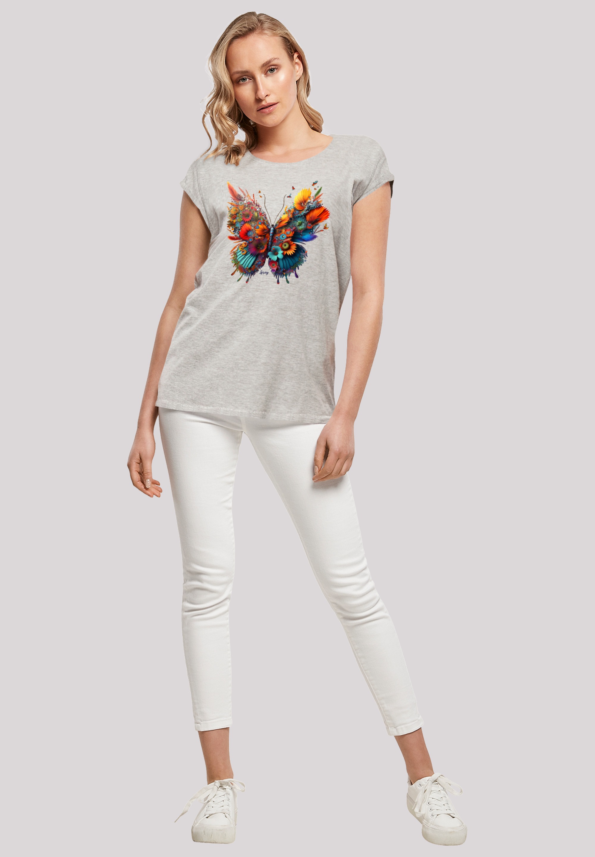 F4NT4STIC T-Shirt »Schmetterling Blumen«, Print