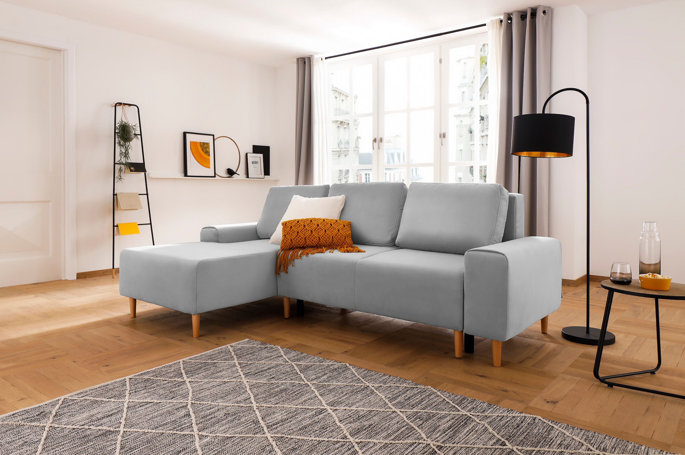 INOSIGN Ecksofa »Samu L-Form«, wahlweise mit Bettfunktion und Bettkasten