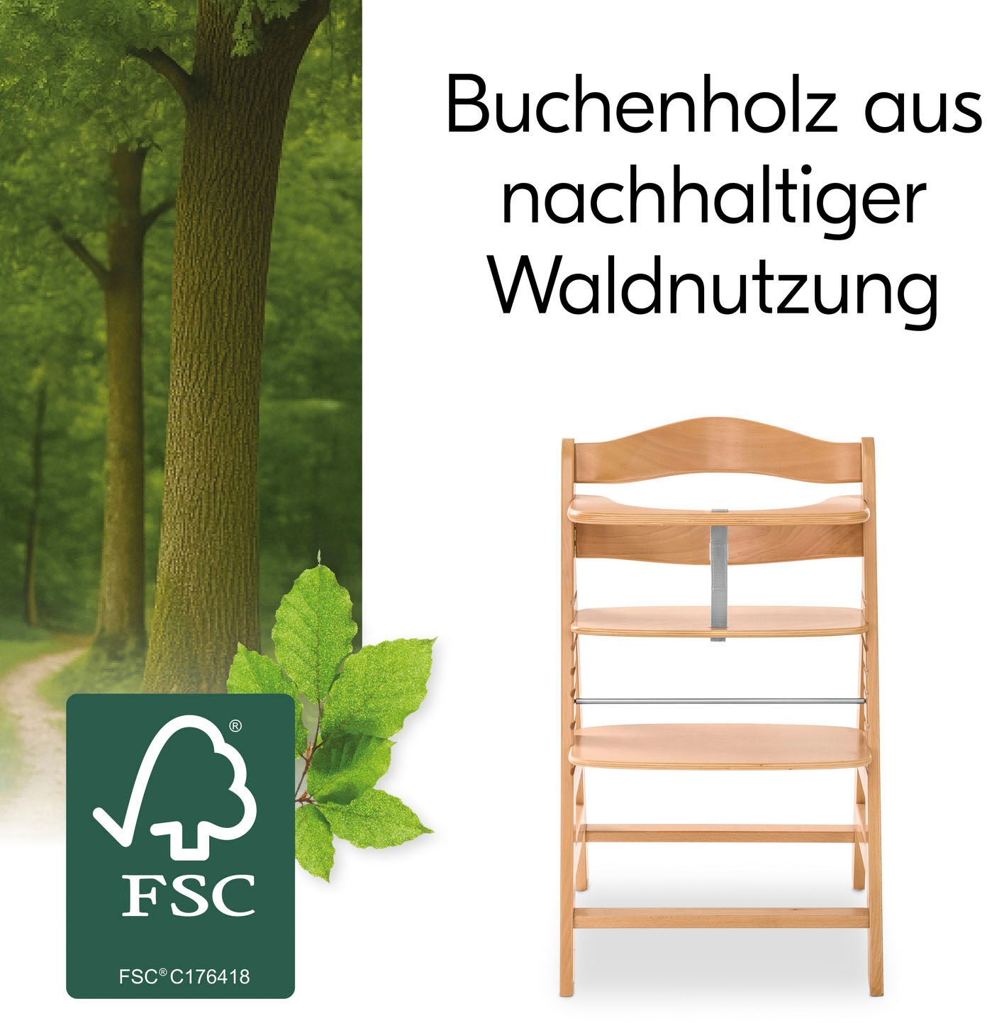 Hauck Hochstuhl »Hochstuhl Alpha+ Pro, mit Newborn-Aufsatz« () dieses Produkt besteht aus FSC®-zertifiziertem Material