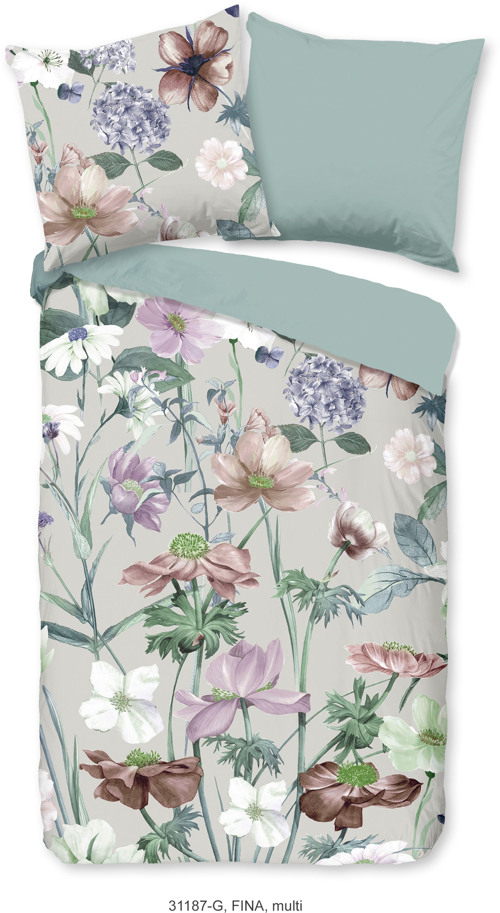 good morning Wendebettwäsche "Fina Flowers" 3 Stk. tlg. Baumwolle, 135x200, günstig online kaufen