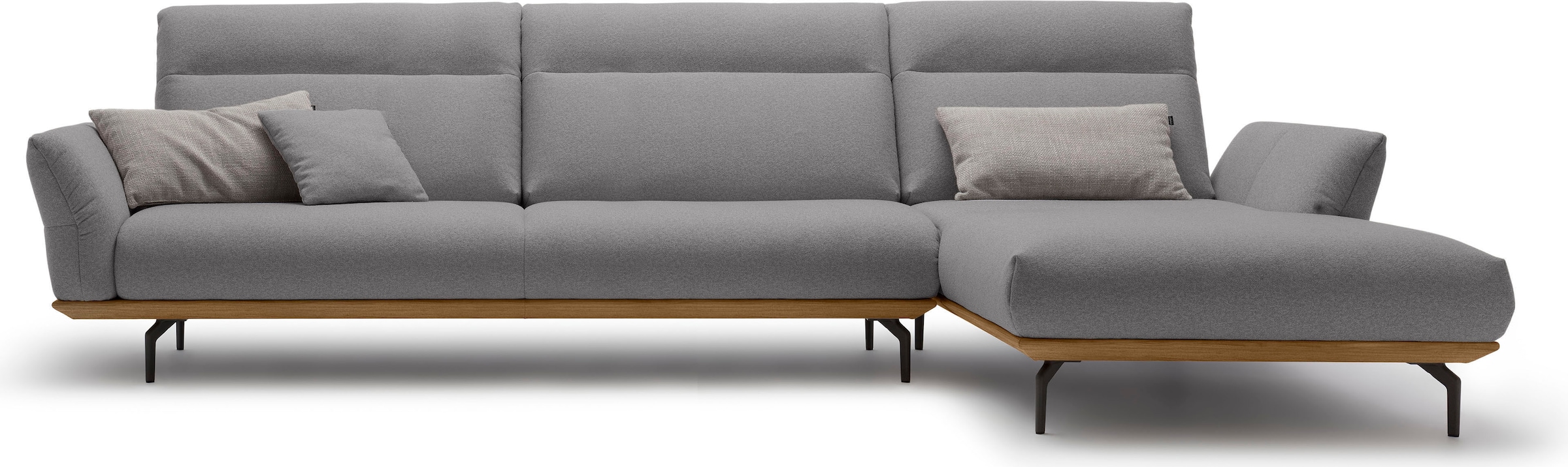 Creation BY ROLF BENZ Ecksofa "CR.460 Designsofa mit erstklassigem Sitzkomfort" Sockel in Nussbaum, Winkelfüße in Umbragrau, Breite 338 cm