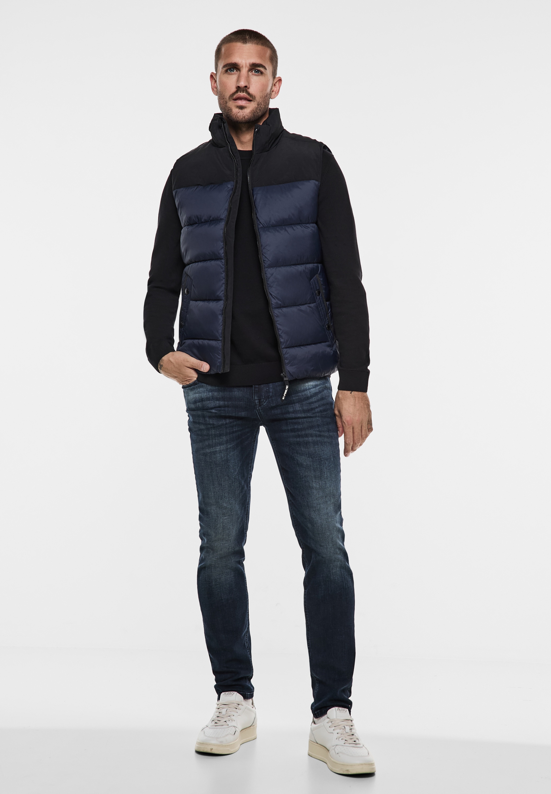 STREET ONE MEN Steppweste, aus softem Materialmix