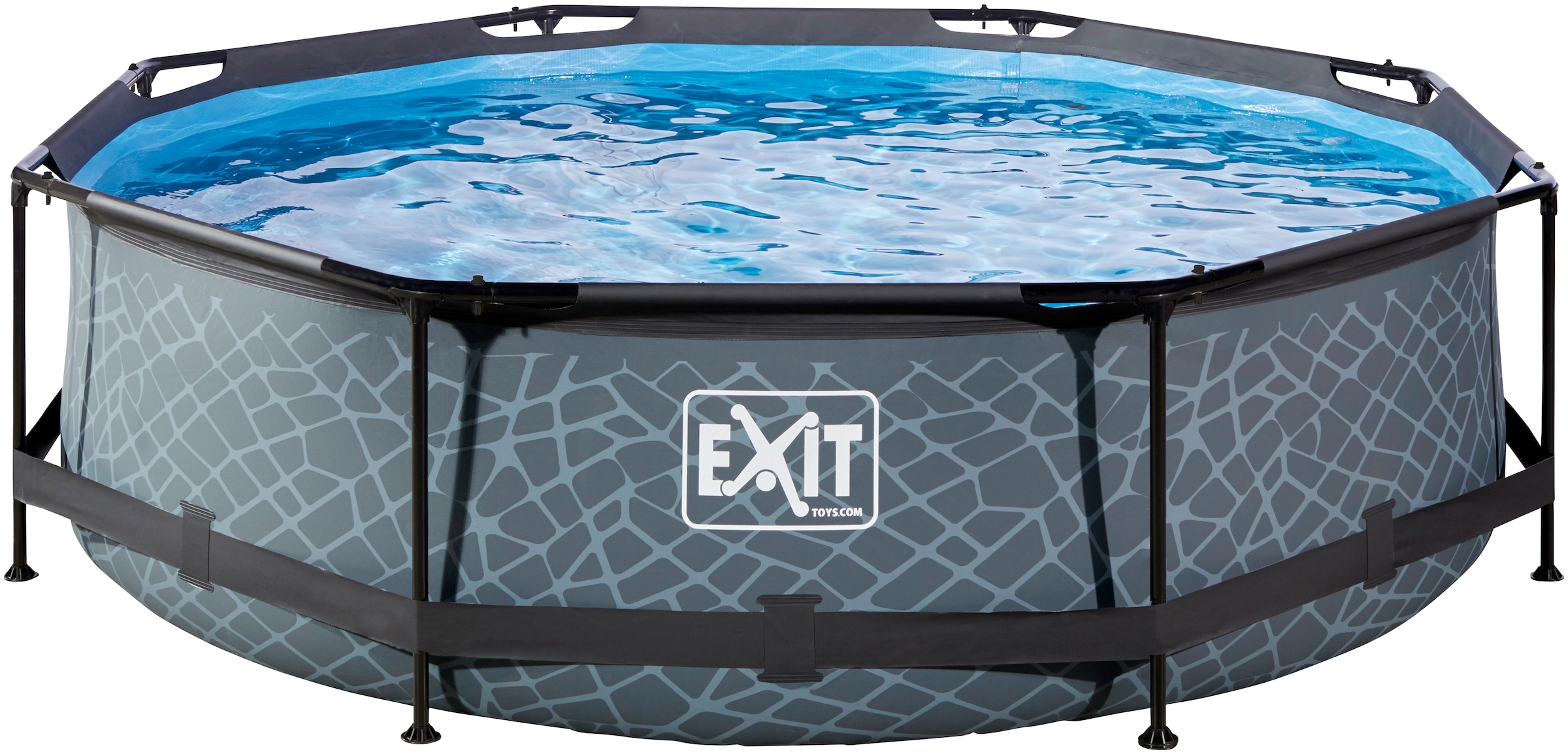 Exit Stahlrahmenpool-Set Wood Ø 300 cm x 76 cm Holzoptik Rund günstig online kaufen