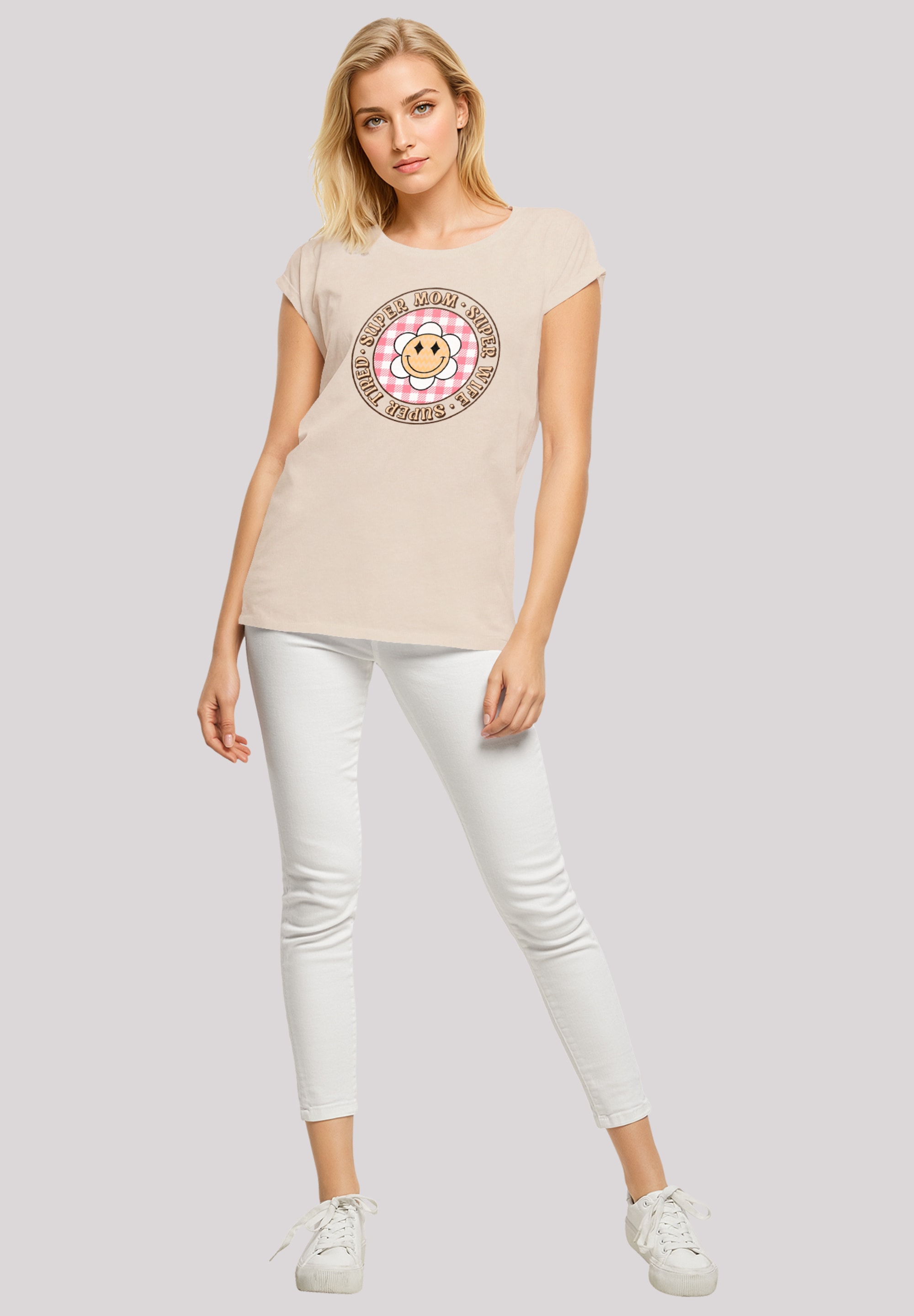 F4NT4STIC T-Shirt »Muttertag super müde Mama Retro Blumen«, Premium Qualität