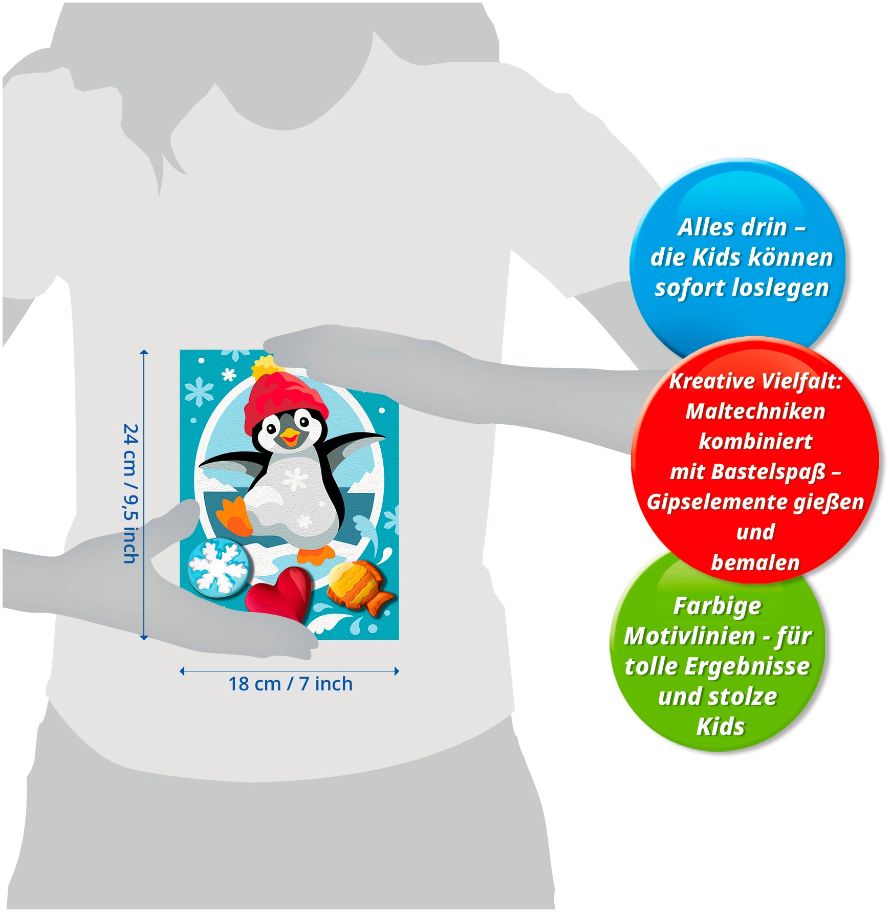 Ravensburger Malen nach Zahlen »CreArt, Fröhlicher Pinguin - mit Gibs gießen« Made in Europe