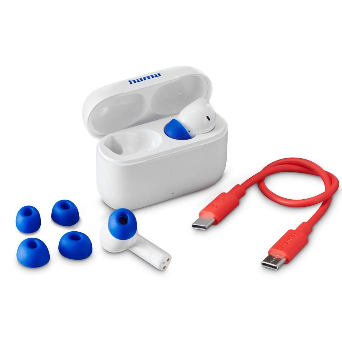 Hama Bluetooth-Kopfhörer (TWS, Headphones, kabellos, In-Ear, ANC, ENC, App), A2DP Bluetooth-AVRCP Bluetooth-HFP-HSP, Active Noise Cancelling (ANC)-Freisprechfunktion-LED Ladestandsanzeige-Noise-Reduction-Sprachsteuerung-True Wireless