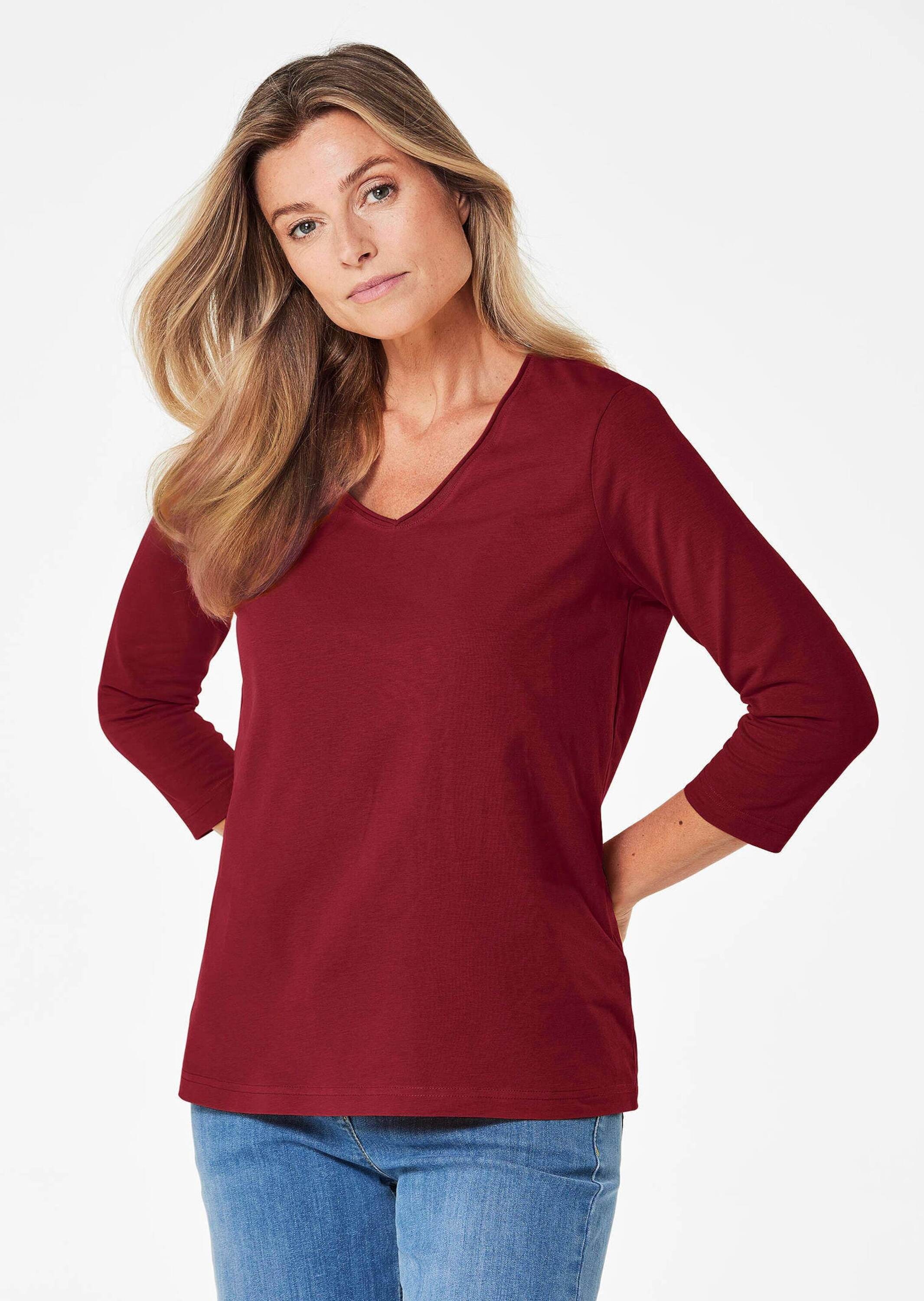 GOLDNER 3/4-Arm-Shirt »Shirt Shirt mit V-Ausschnitt«
