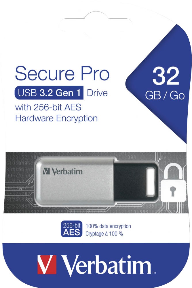 Verbatim USB-Stick »Secure Pro 32GB«, (USB 3.2 Lesegeschwindigkeit 35 MB/s)