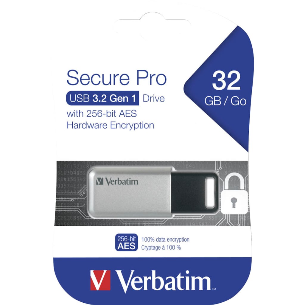 Verbatim USB-Stick »Secure Pro 32GB«, (USB 3.2 Lesegeschwindigkeit 35 MB/s)