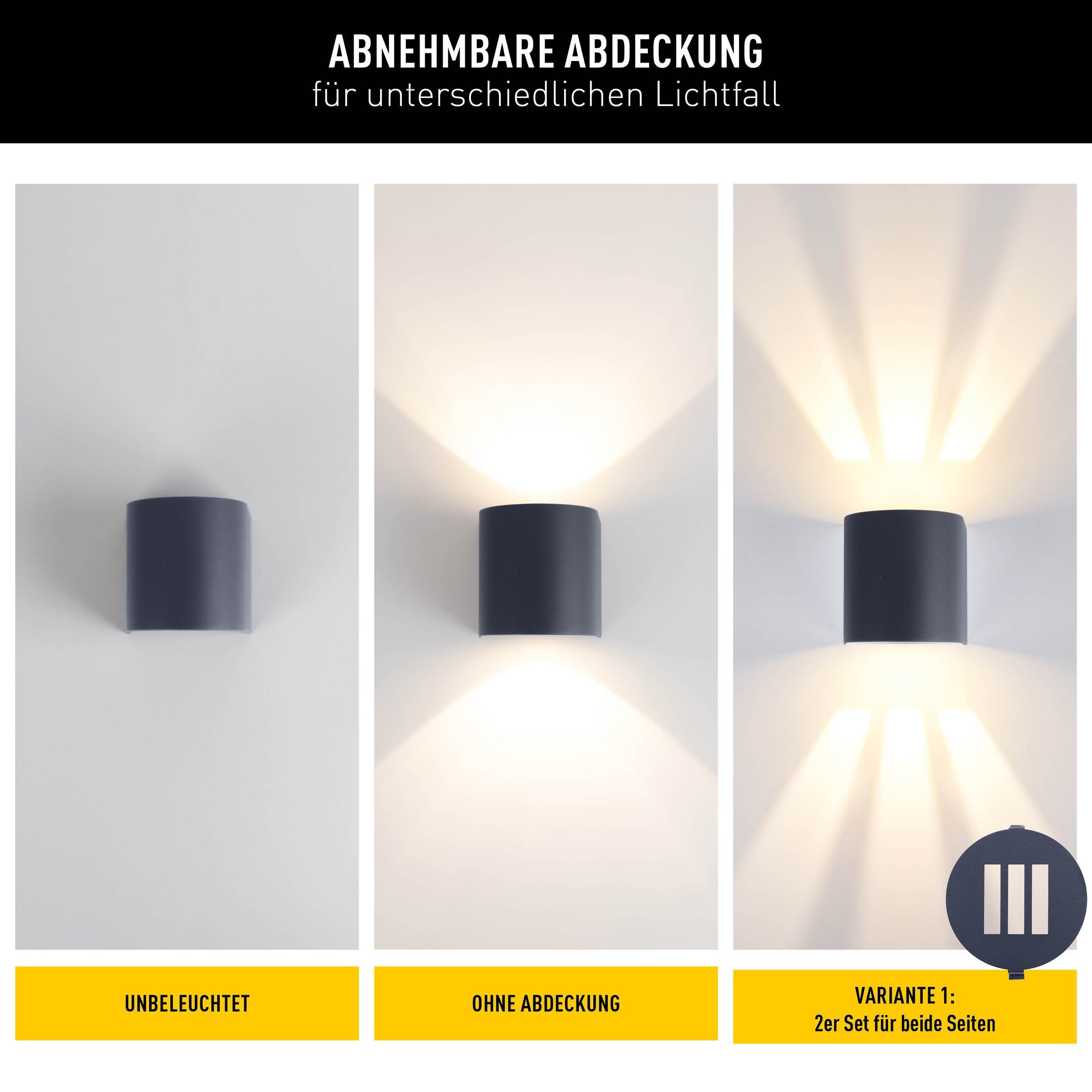 näve LED Außen-Wandleuchte »Alecto« LED-Modul 1 Stk. Warmweiß schwarz, LED warmweiß, Lichtaustritt nach oben und unten, H: 10cm