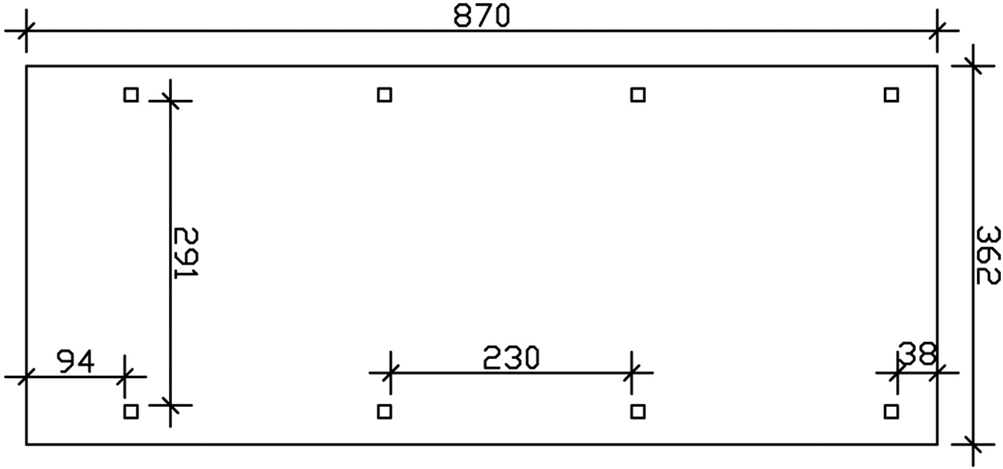 Skanholz Einzelcarport »Wendland«, Leimholz-Fichte, 291 cm, Schiefergrau, mit EPDM-Dach, rote Blende