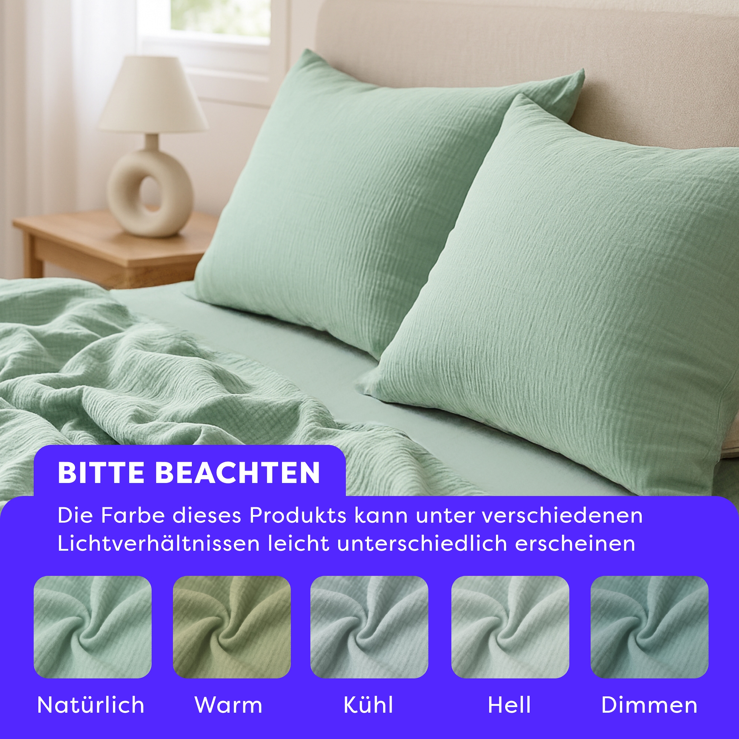 Wolkenfeld Kissenbezug »Wolkenfeld Musselin Kissenbezug 40x80 - 80x80 cm mit Reißverschluss«