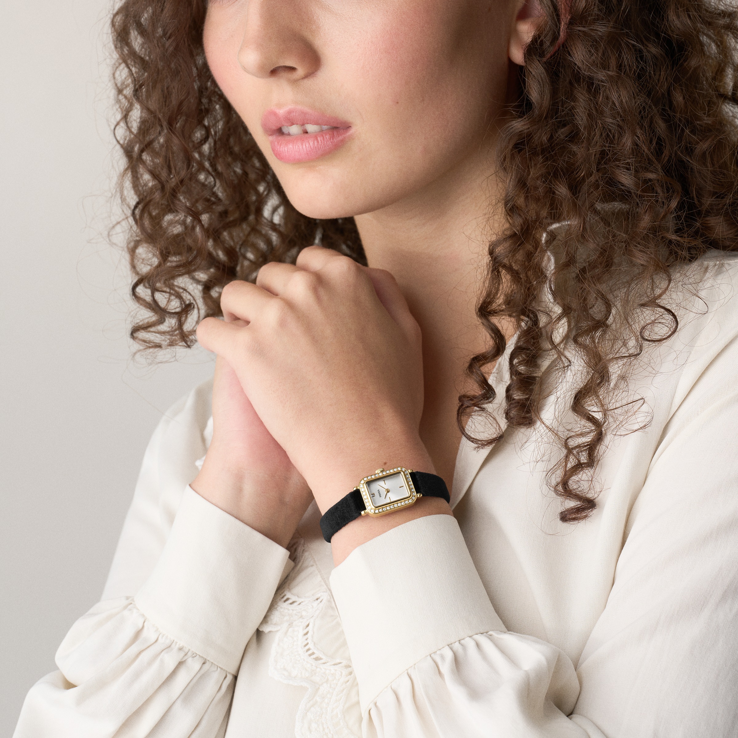 Fossil Quarzuhr »RAQUEL« Armbanduhr, Damenuhr, analog, Glassteine