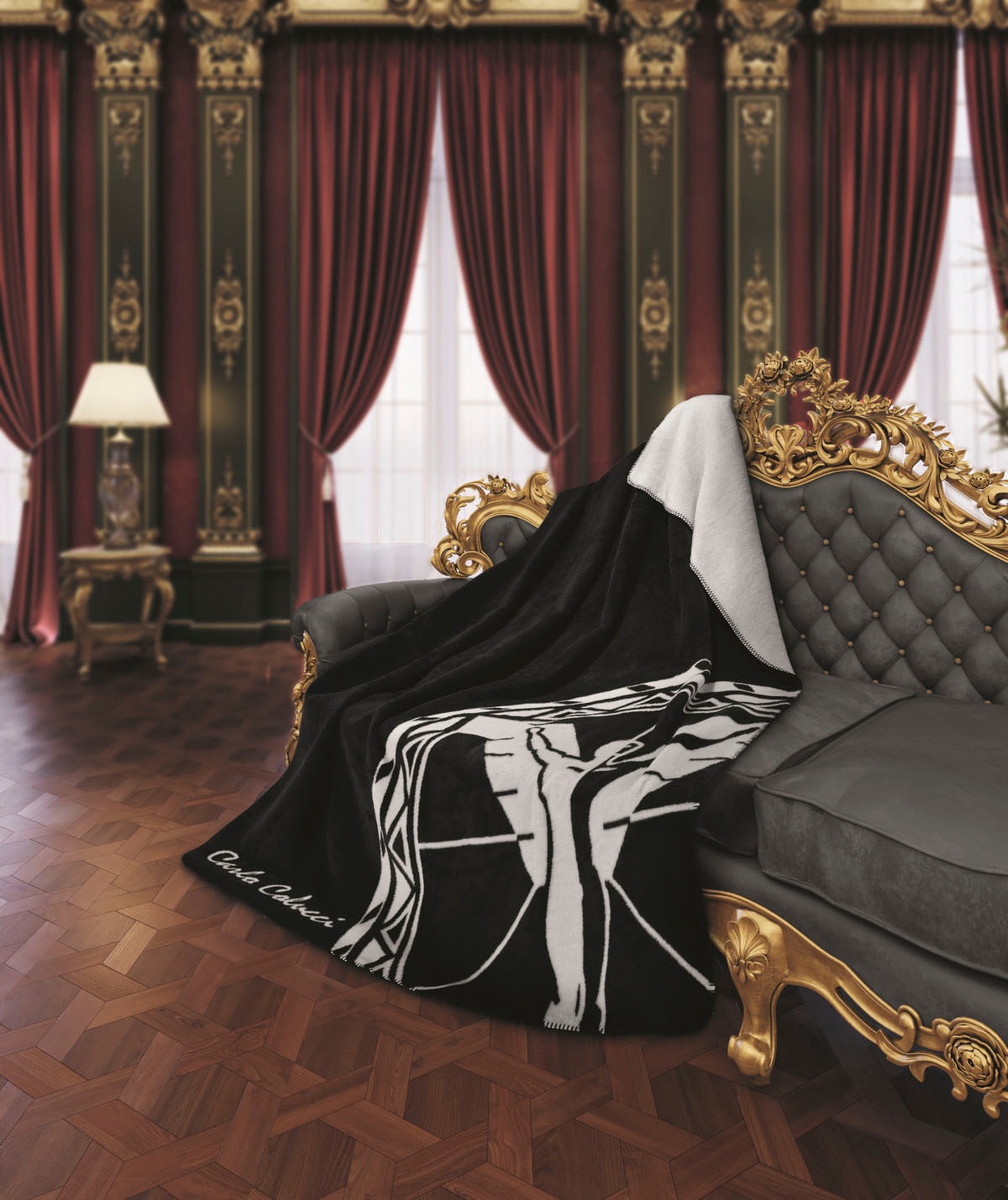 CARLO COLUCCI Wohndecke »Raphaela«, Ikarus Logo und Logoschriftzug, Kuscheldecke