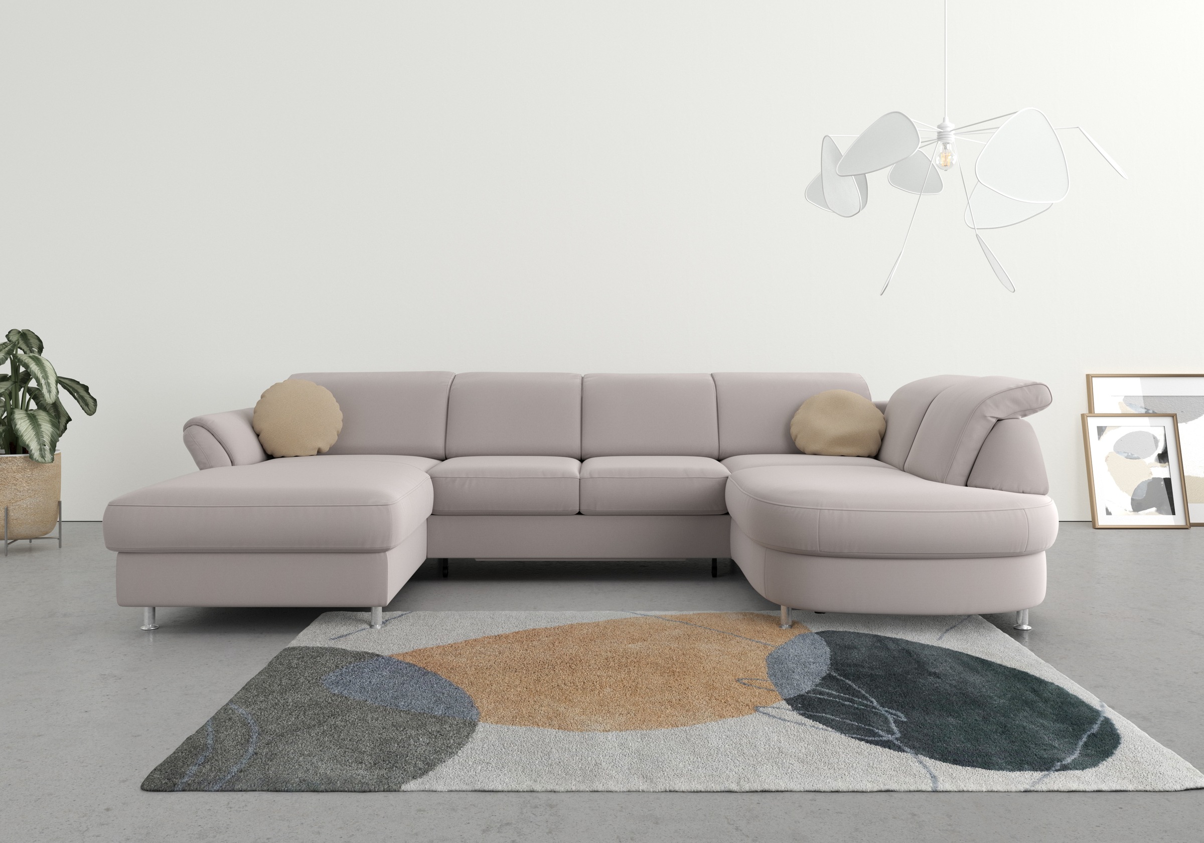 sit&more Wohnlandschaft "Apulia U-Form" wahlweise Schlaffunktion, Bettkasten und Kopf- und Armteilverstellung