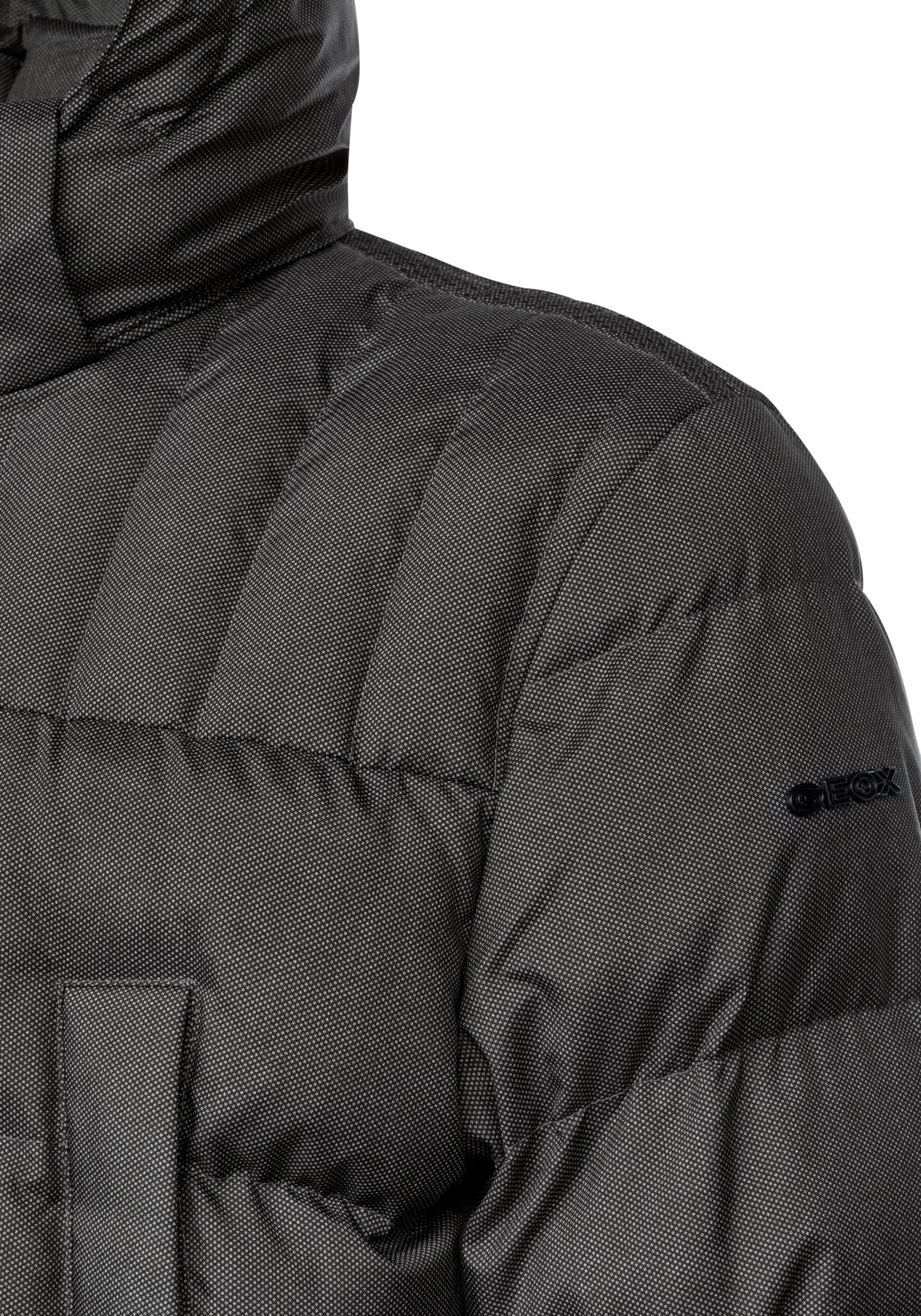 Geox Langjacke »SANFORD«, mit Kapuze, in melierter Optik, 4 Taschen, Kapuze, modische Steppung