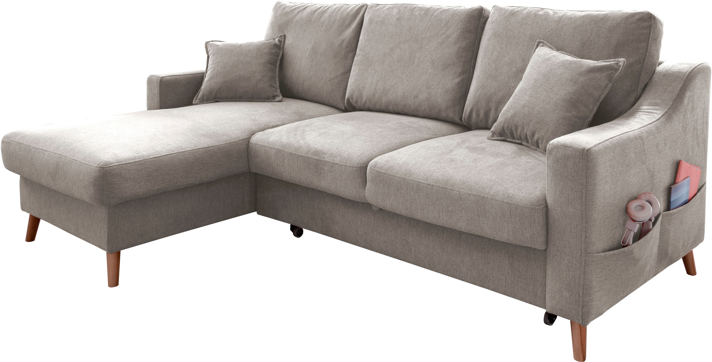 INOSIGN Ecksofa "Valentina L-Form", 2 Zierkissen, mit Seitentasche, auszieh günstig online kaufen