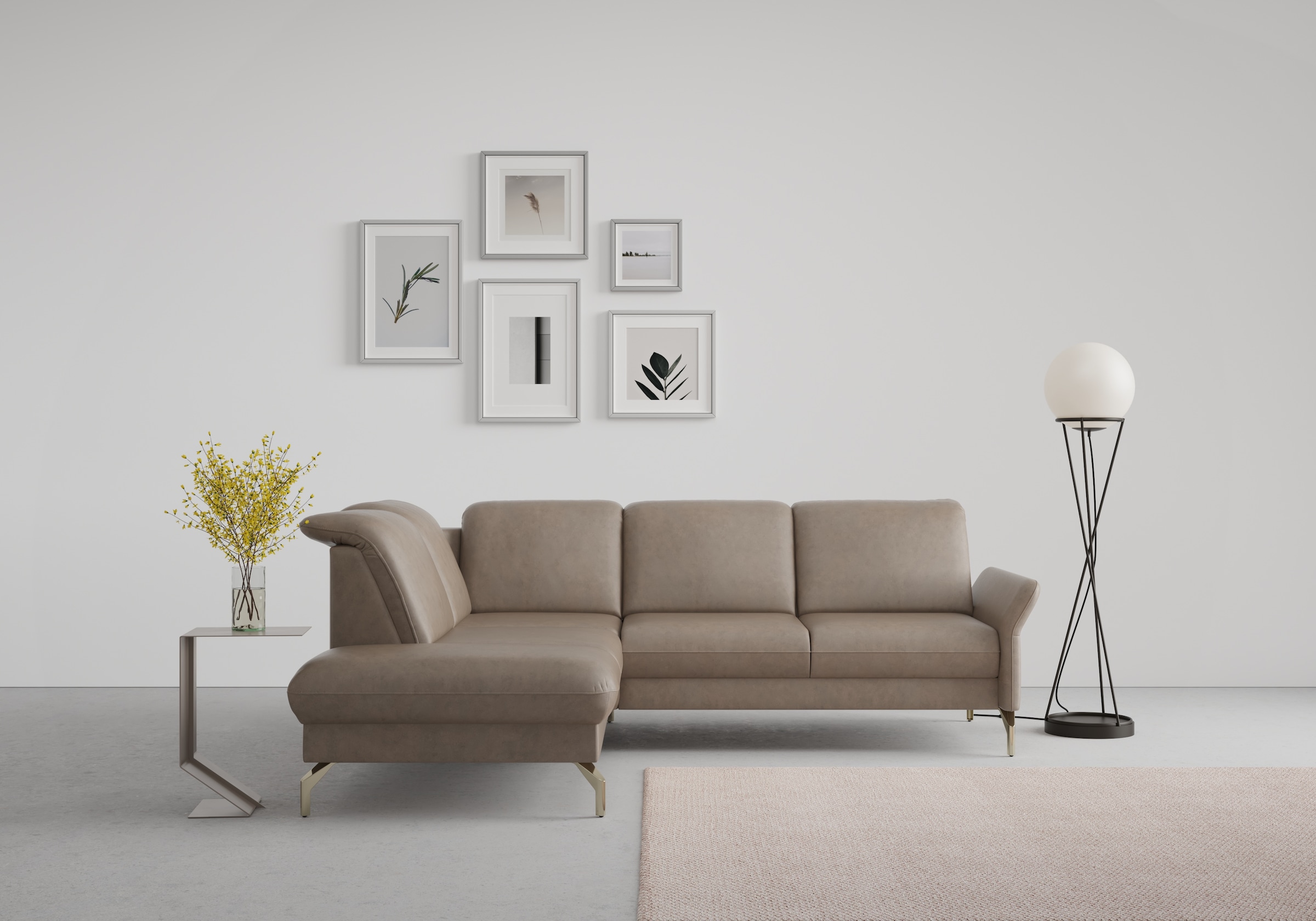 sit&more Ecksofa »Fashion L-Form«, wahlweise mit Kopfteilverstellung, Vorziehsitz, motorisch, Nickelfüße