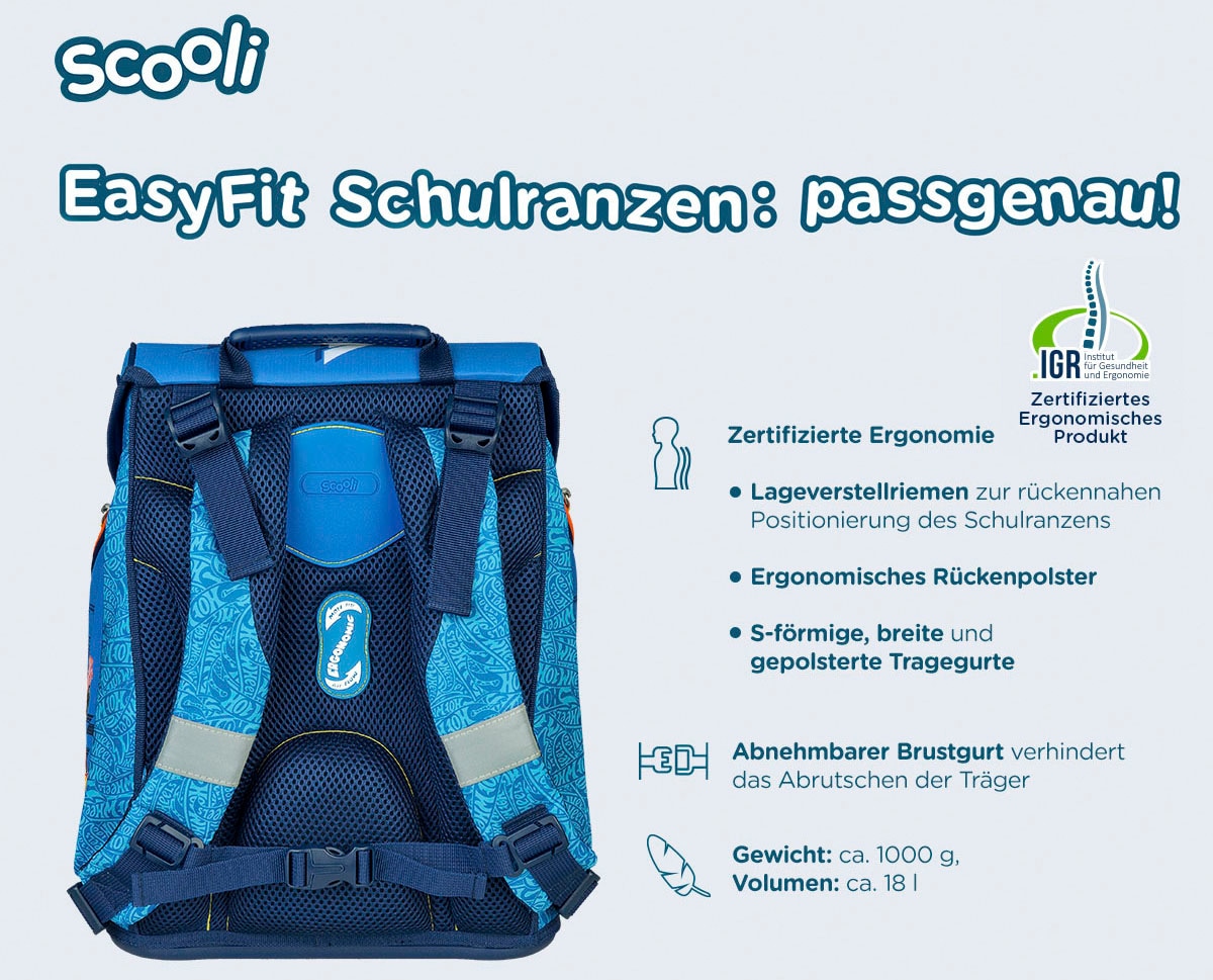 Scooli Schulranzen »EasyFit, Hot Wheels«, Reflektoren