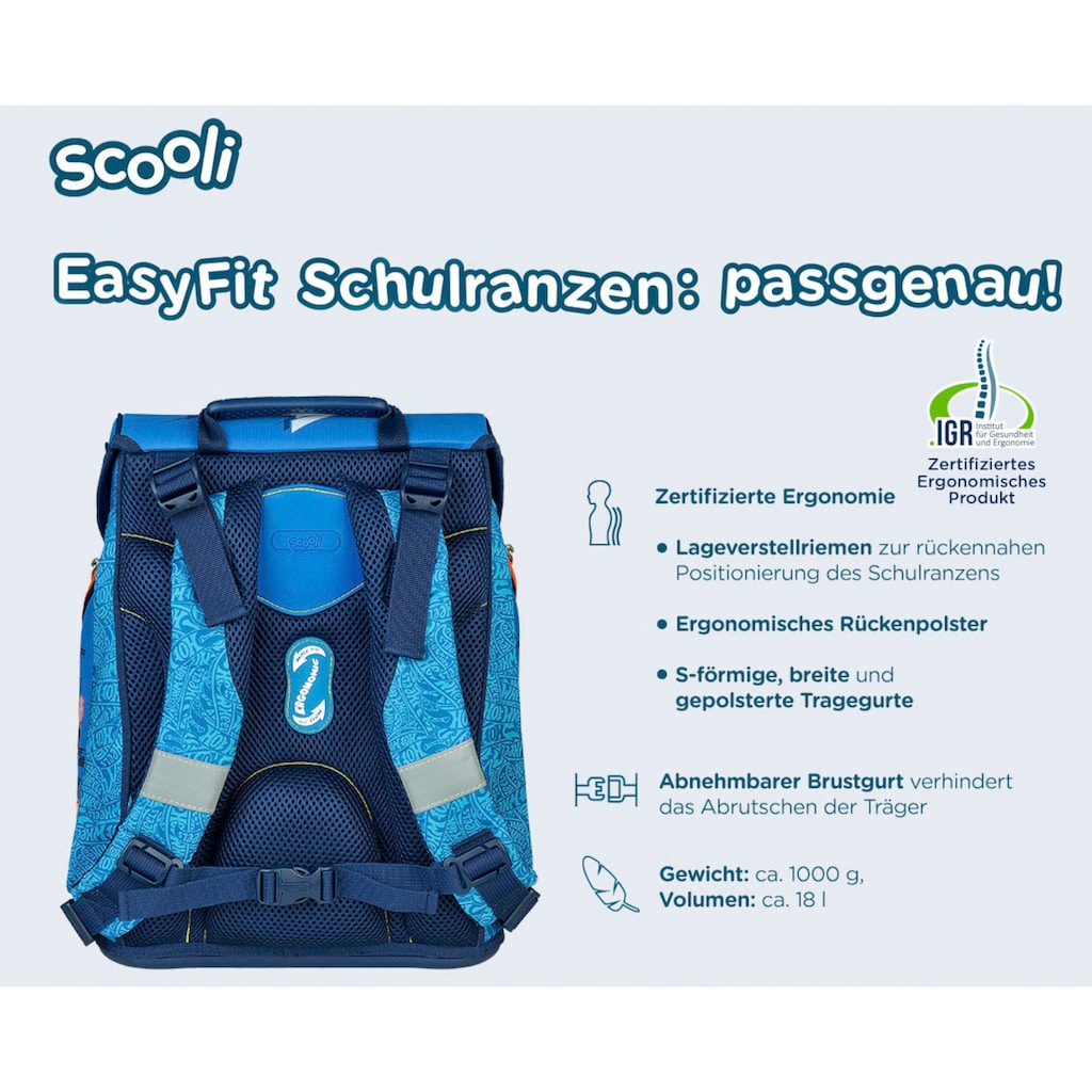 Scooli Schulranzen »EasyFit, Hot Wheels«, Reflektoren