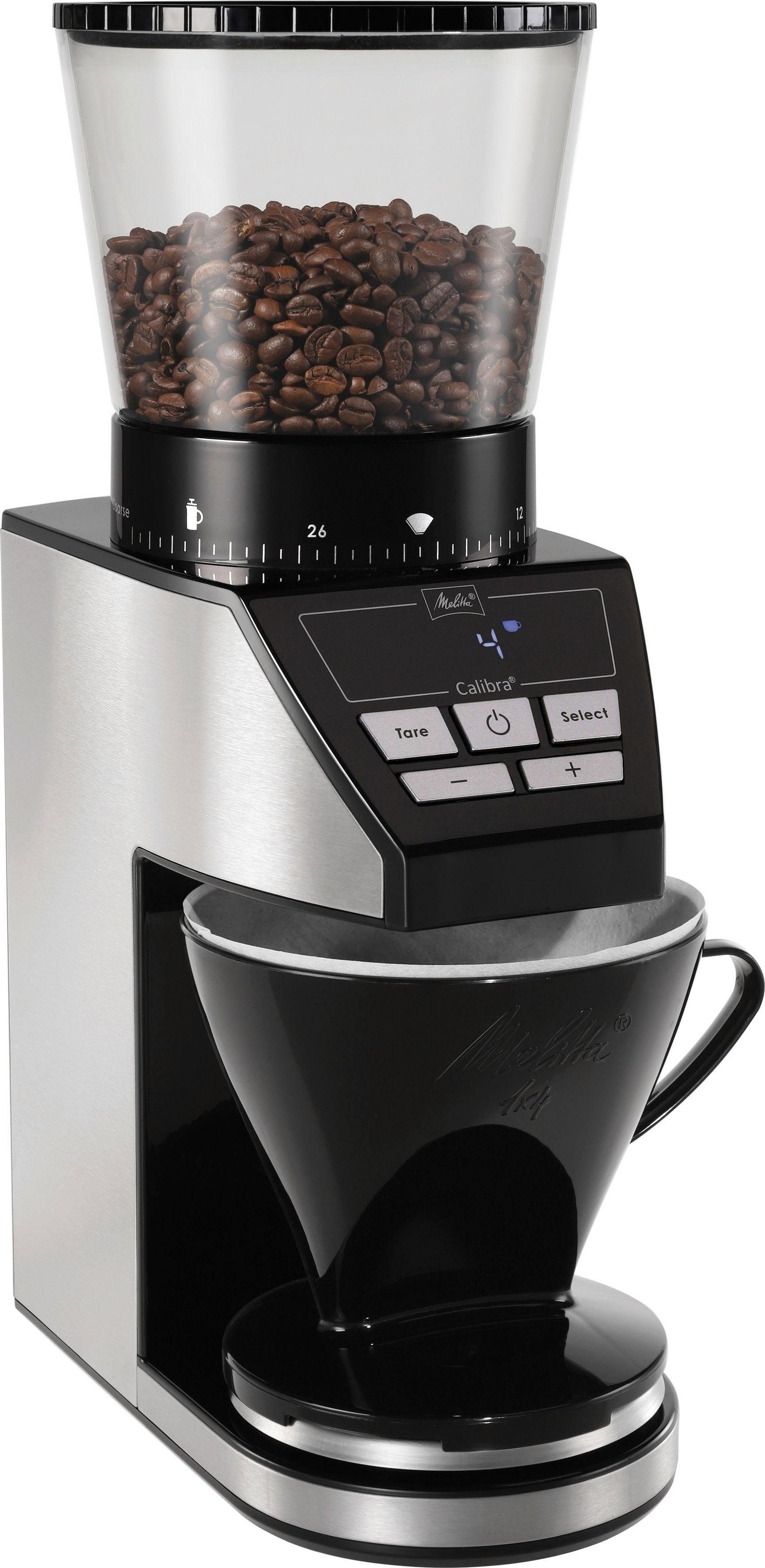 | BAUR 1027-01 g Kaffeemühle 375 Bohnenbehälter W, Kegelmahlwerk, schwarz-Edelstahl«, kaufen 160 »Calibra Melitta