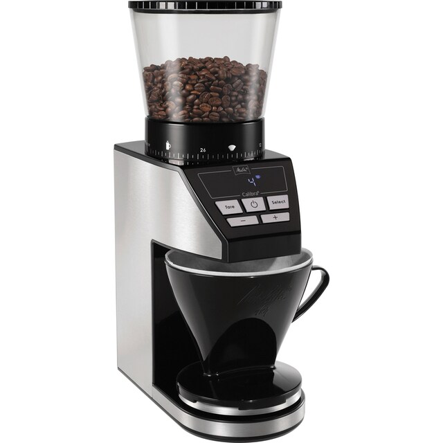 Melitta Kaffeemühle »Calibra 1027-01 schwarz-Edelstahl«, 160 W,  Kegelmahlwerk, 375 g Bohnenbehälter kaufen | BAUR