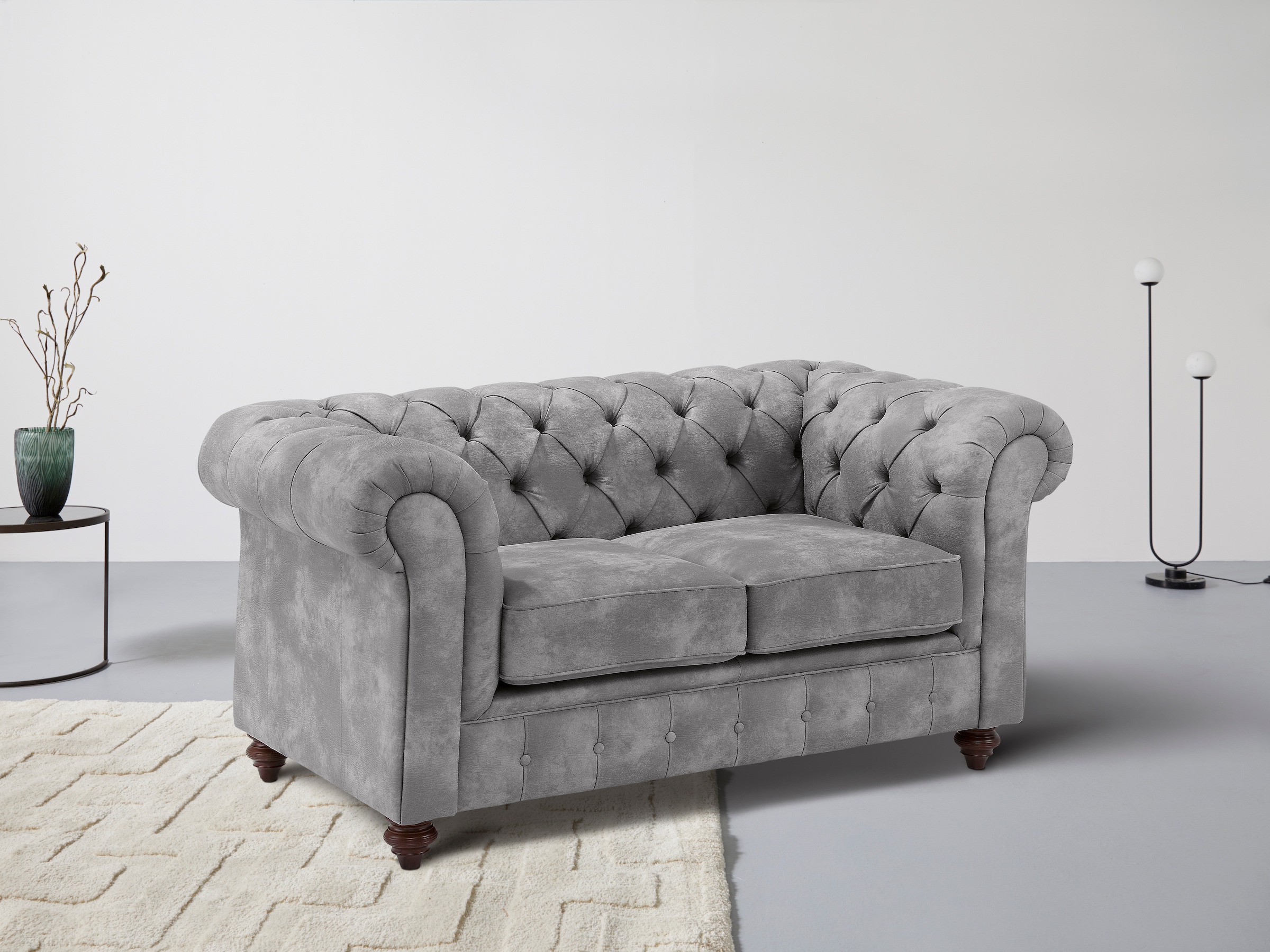 OTTO home Chesterfield-Sofa "Chesterfield 2-Sitzer B/T/H: 150/89/74 cm" mit hochwertiger Knopfheftung, auch in Leder