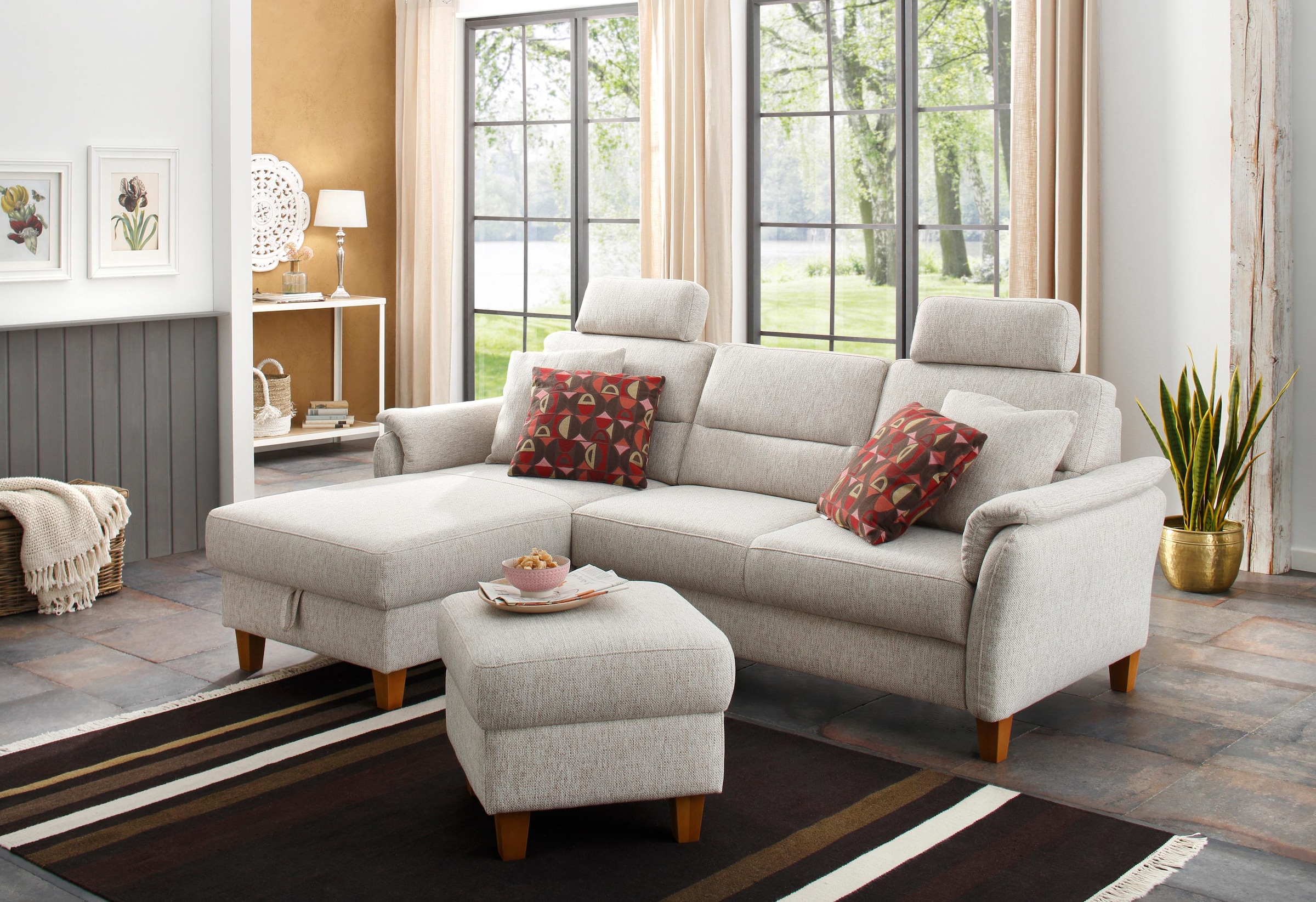 Home affaire Ecksofa "Palmera L-Form, B: 244 cm" optional Bettfunktion & Be günstig online kaufen